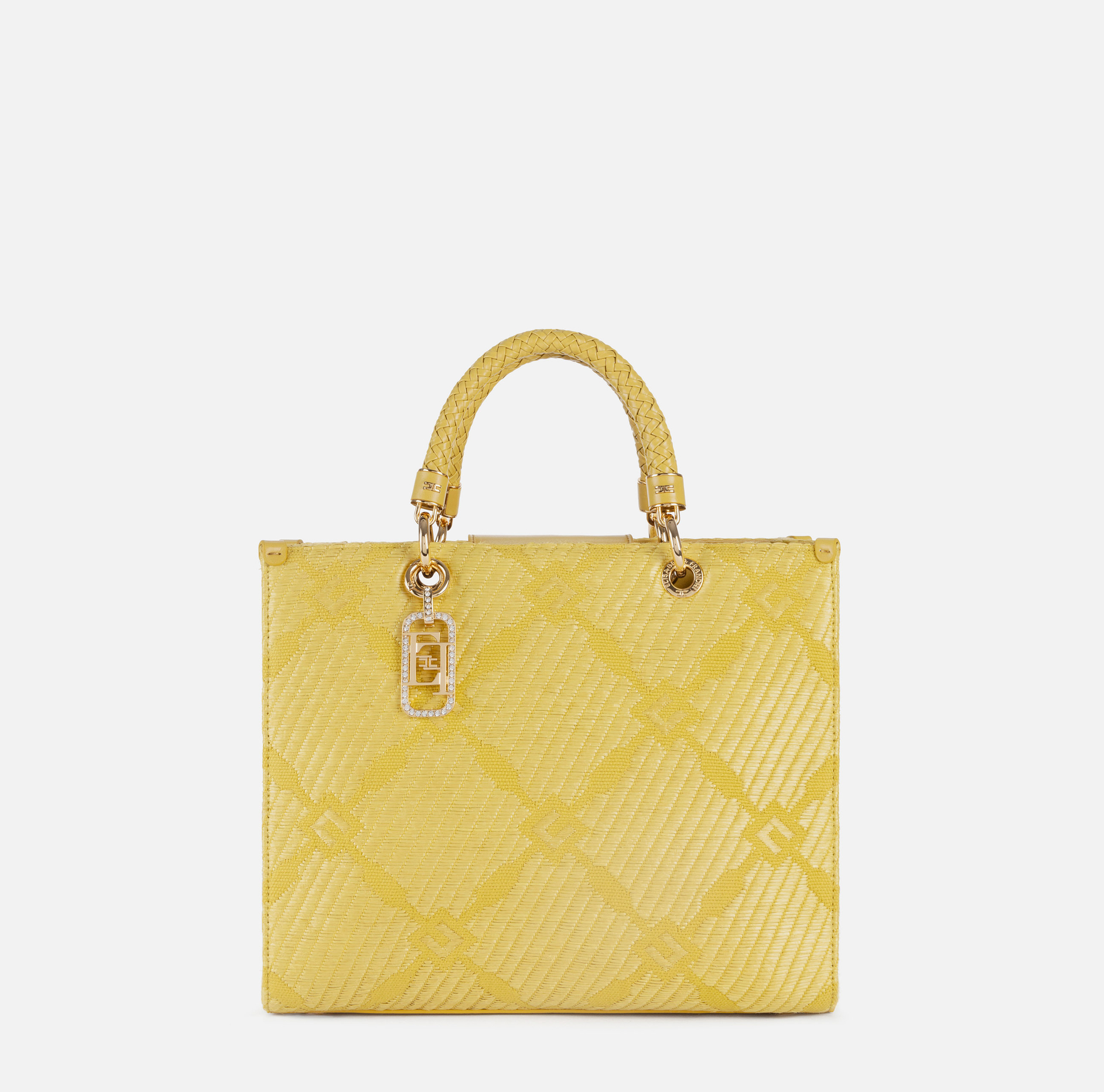 Średnia żakardowa torba tote z zawieszkami typu charms - BORSE - Elisabetta Franchi