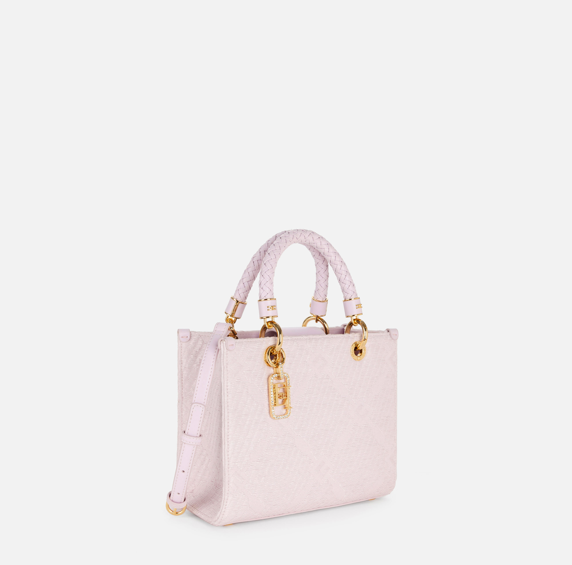 Small tote bag in jacquard fabric with charms - Elisabetta Franchi