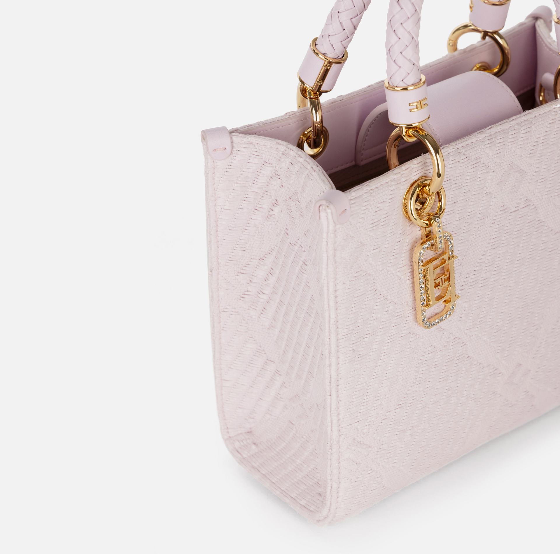 Small tote bag in jacquard fabric with charms - Elisabetta Franchi