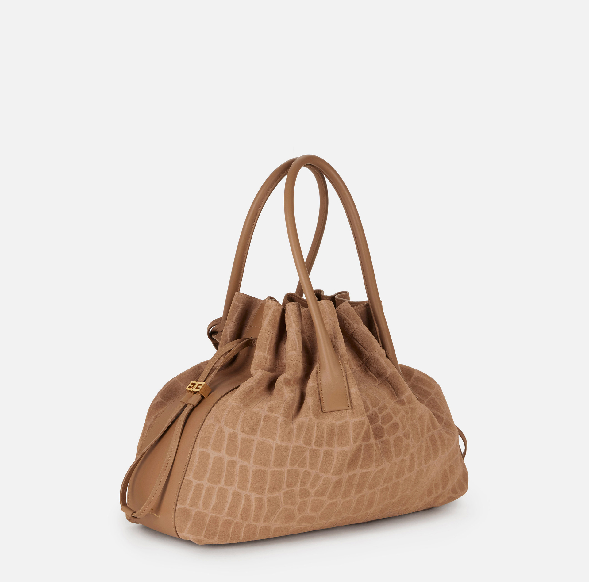 Torebka z zamszu z nadrukiem skóry krokodyla - Elisabetta Franchi