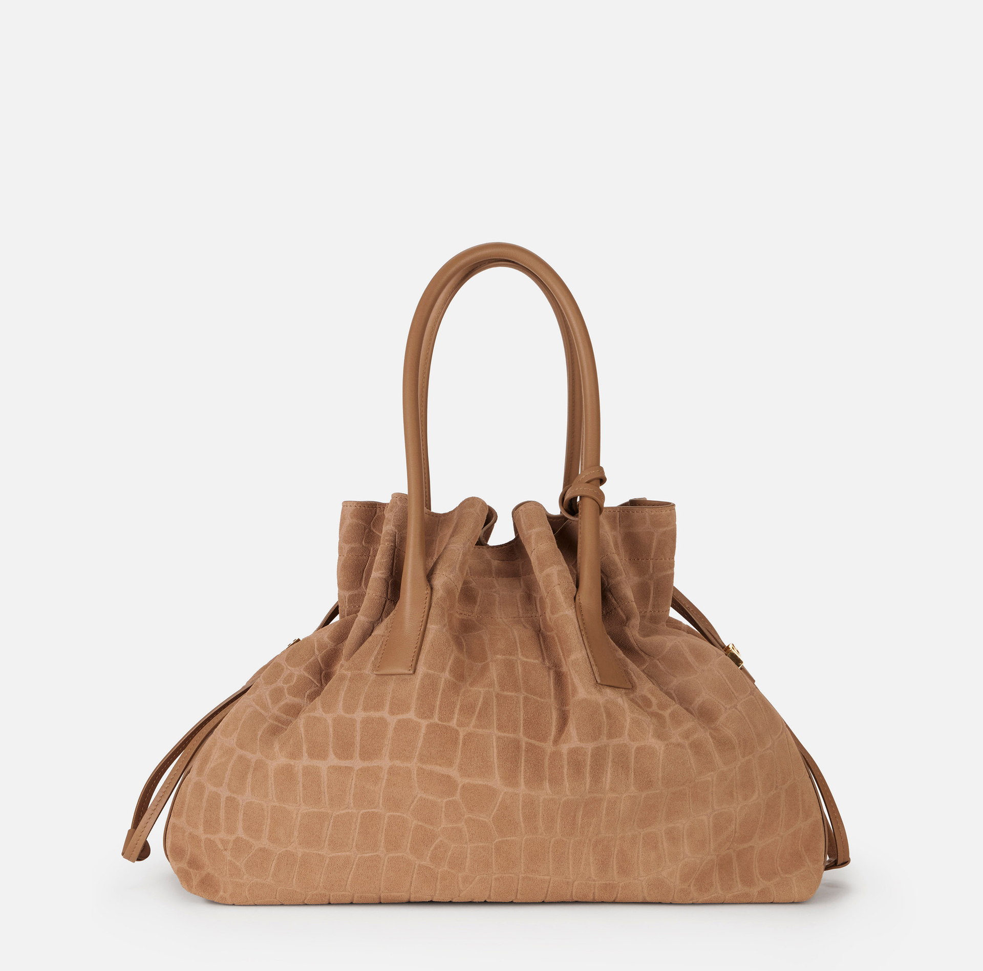 Torebka z zamszu z nadrukiem skóry krokodyla - Elisabetta Franchi