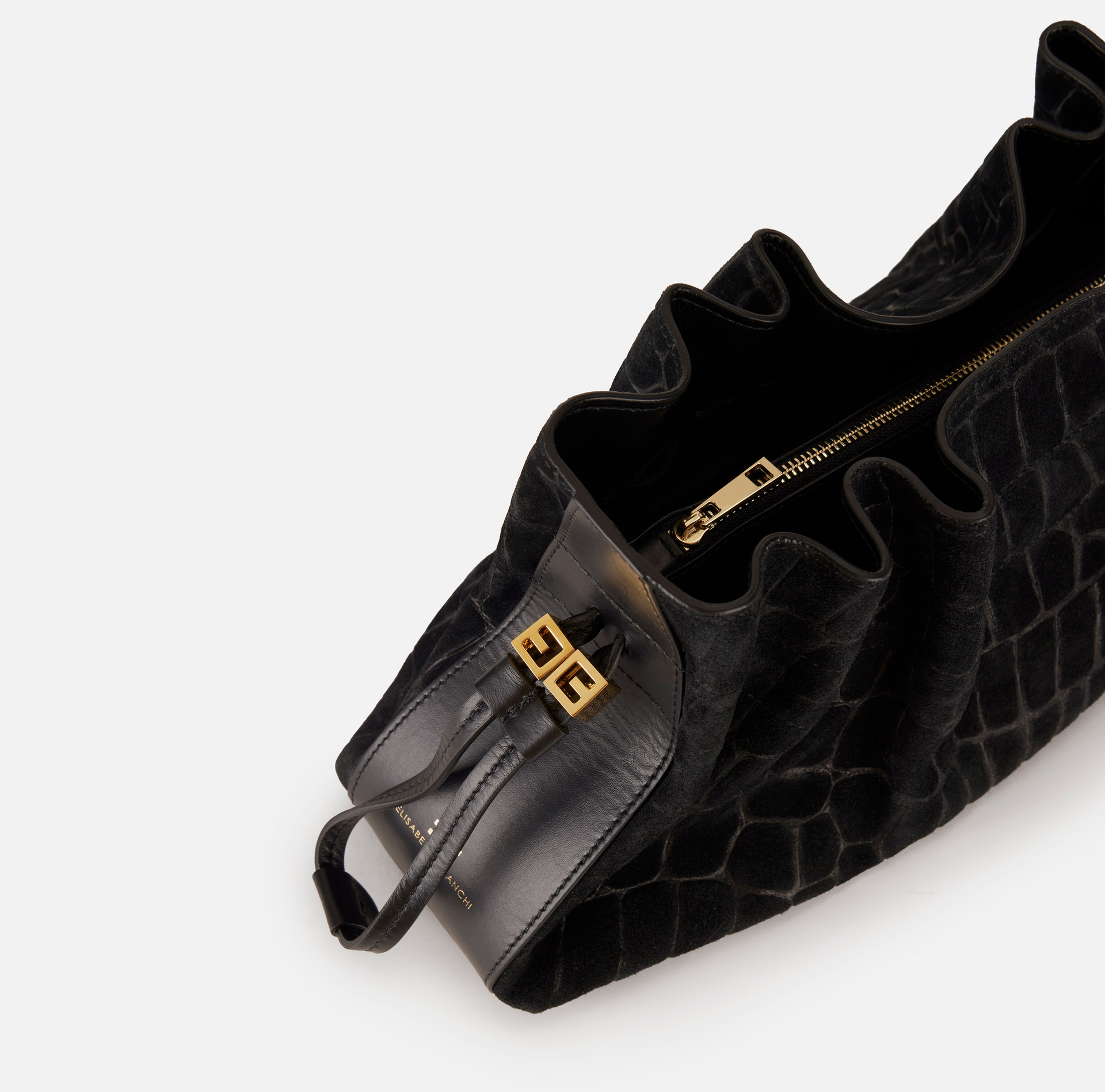 Saszetka z zamszu z nadrukiem skóry krokodyla - Elisabetta Franchi