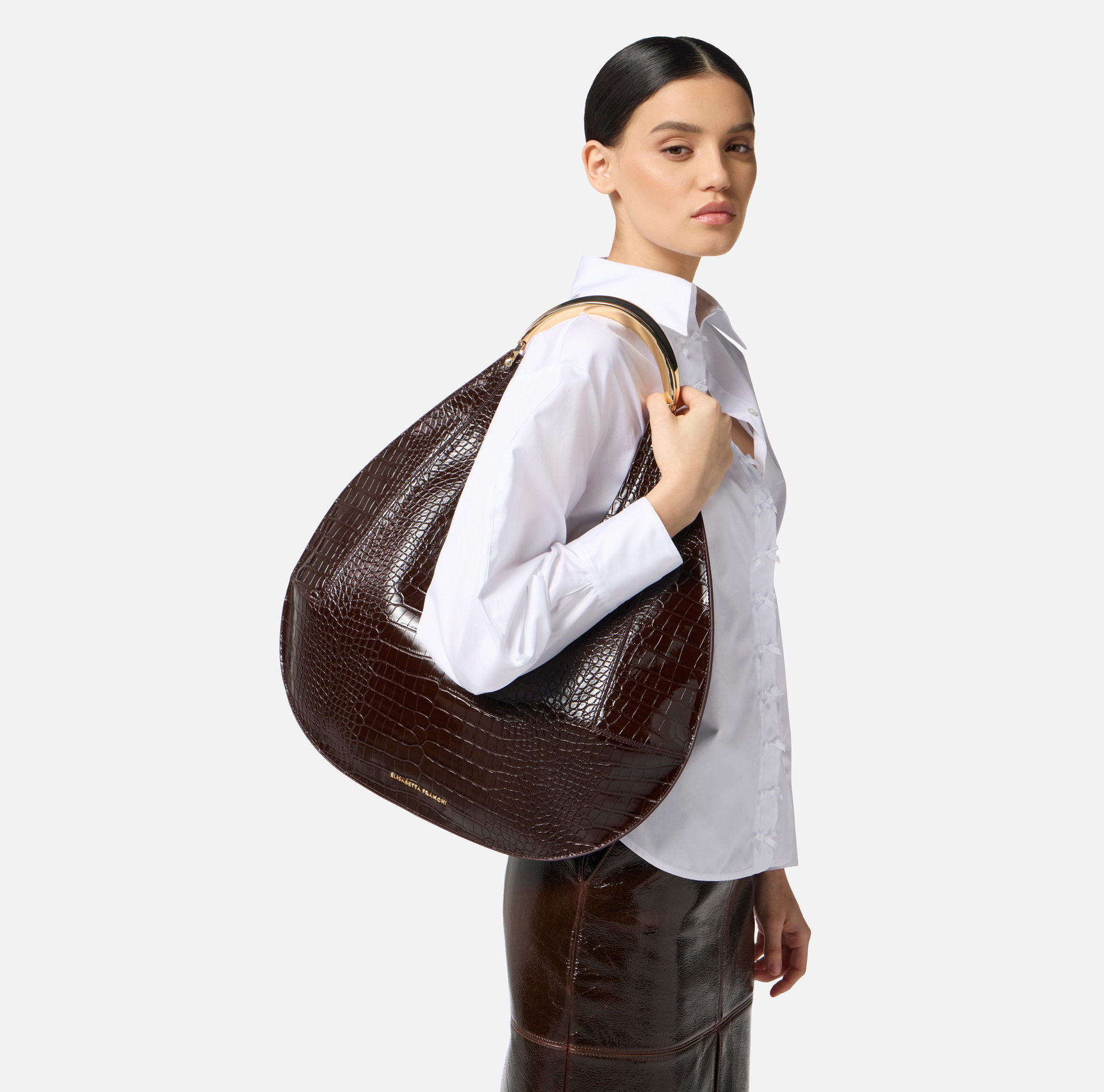 Large hobo bag with jewel handle - Elisabetta Franchi