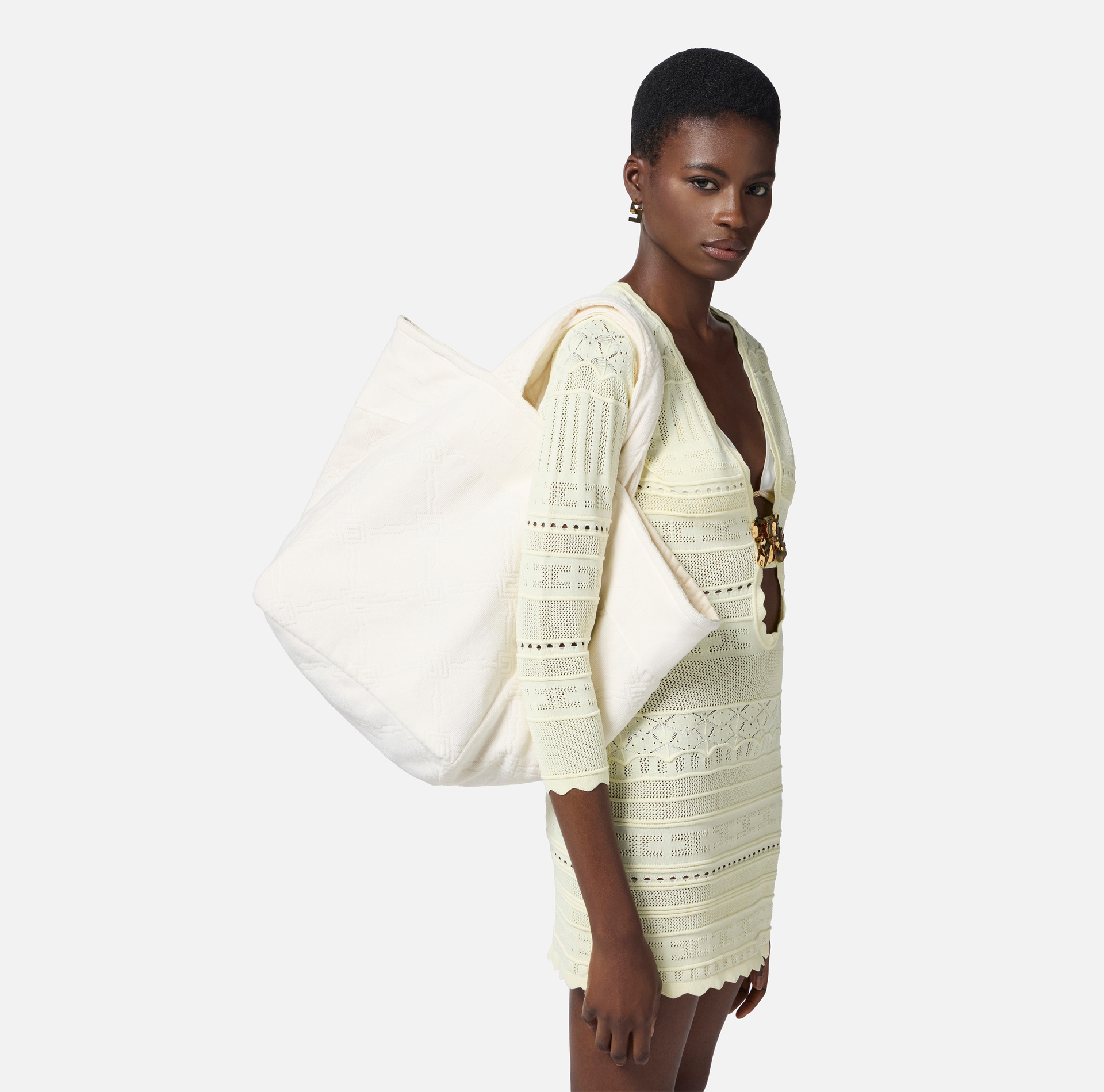 Tote in spugna jacquard con logo - Elisabetta Franchi