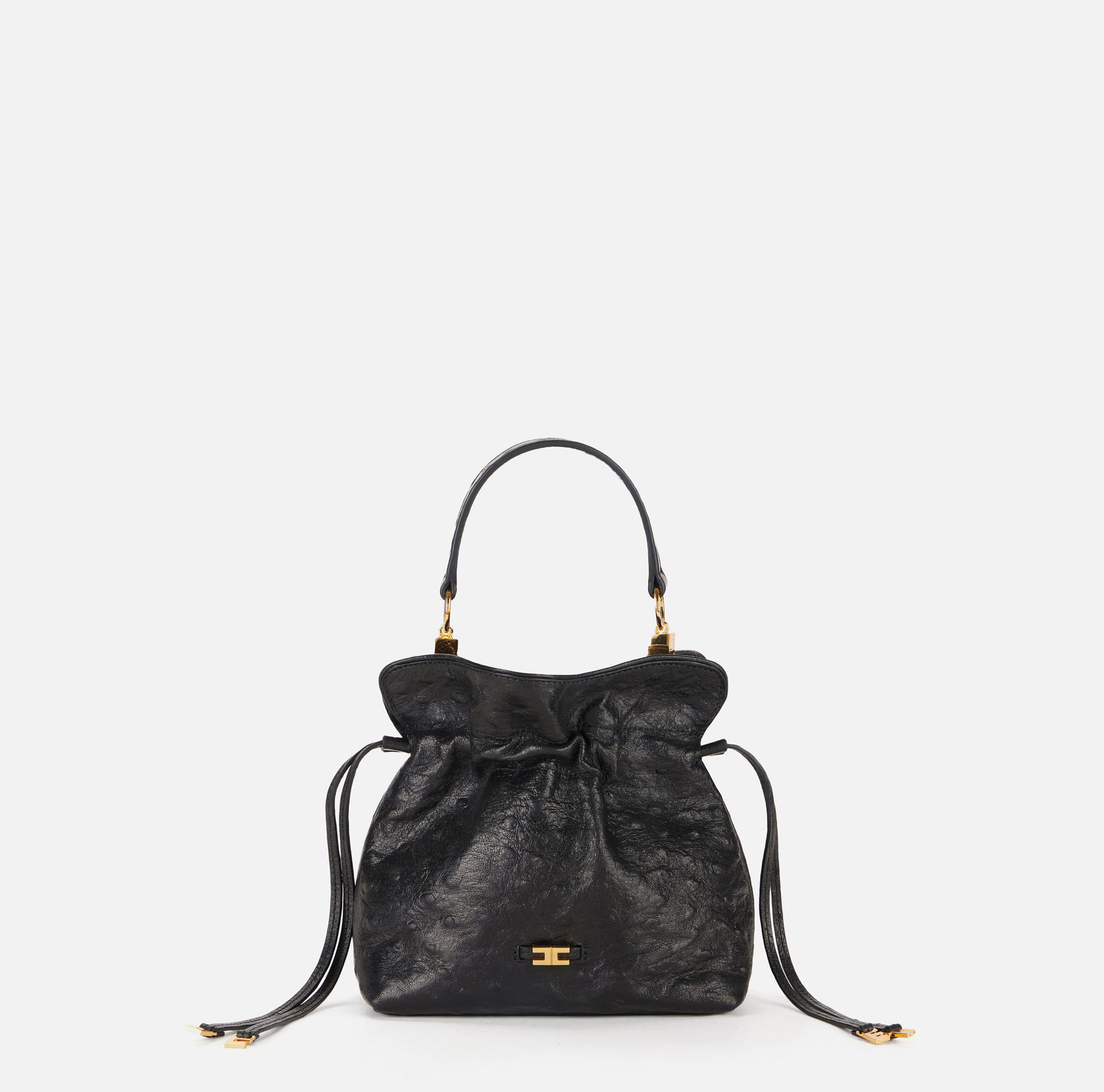 Borsa in pelle con stampa struzzo