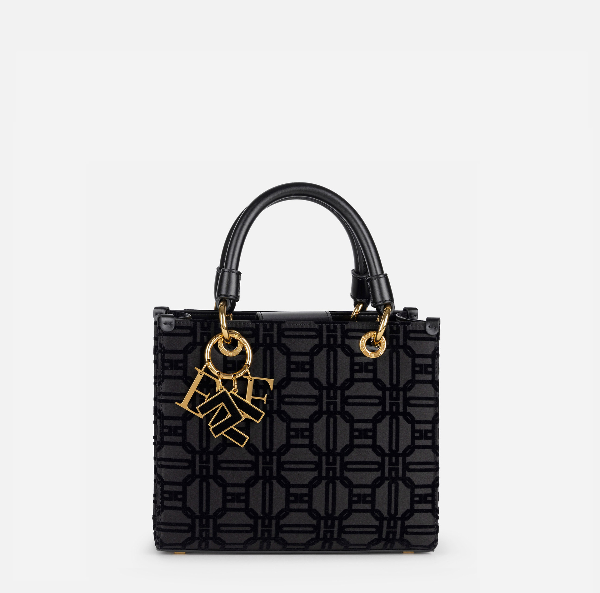 Shopper in tessuto flock con charms - BORSE - Elisabetta Franchi