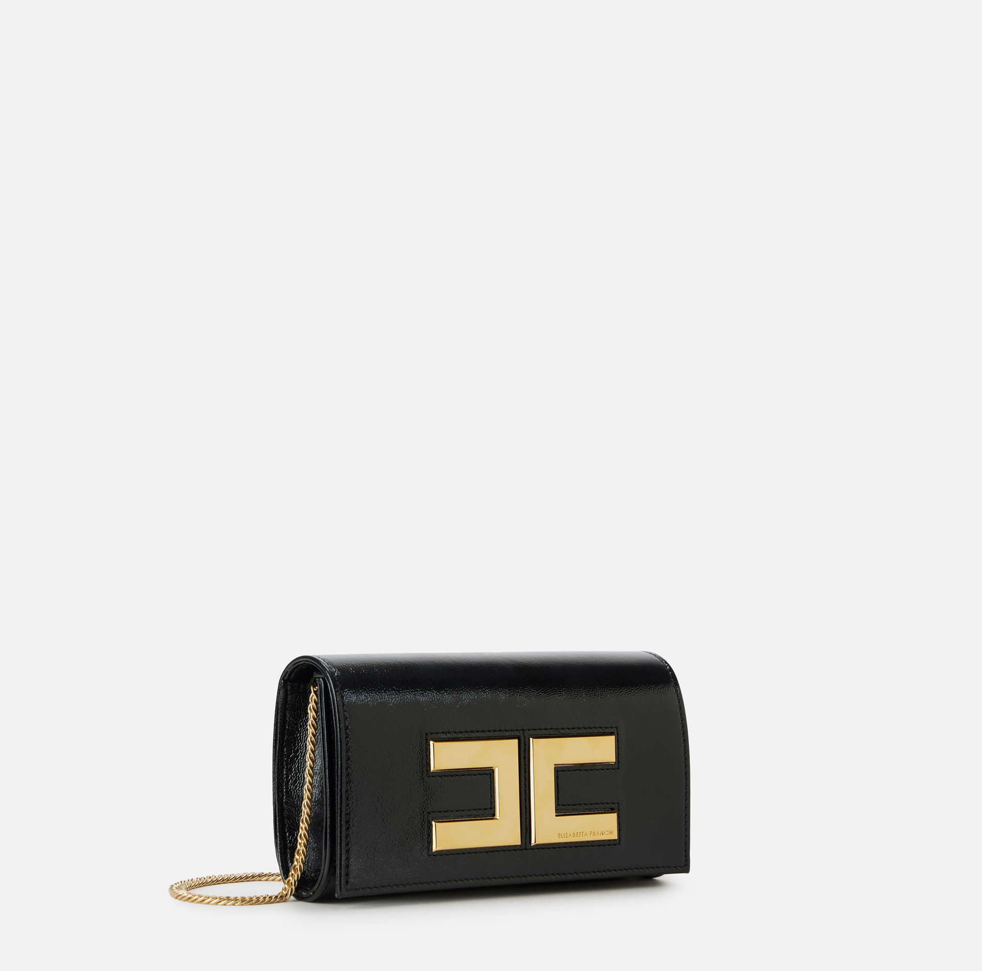 Leather clutch bag with logo - Elisabetta Franchi