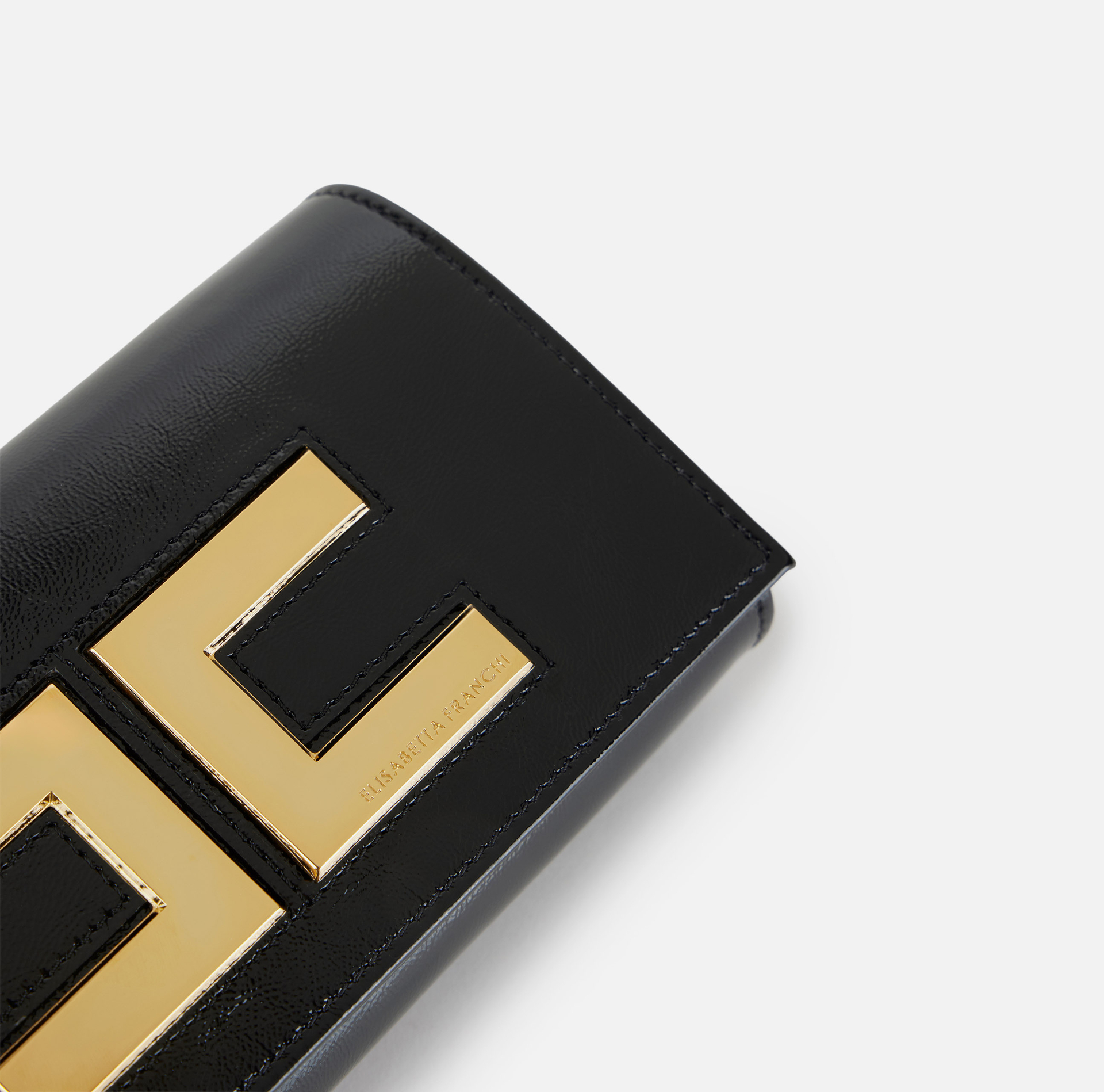 Leather clutch bag with logo - Elisabetta Franchi