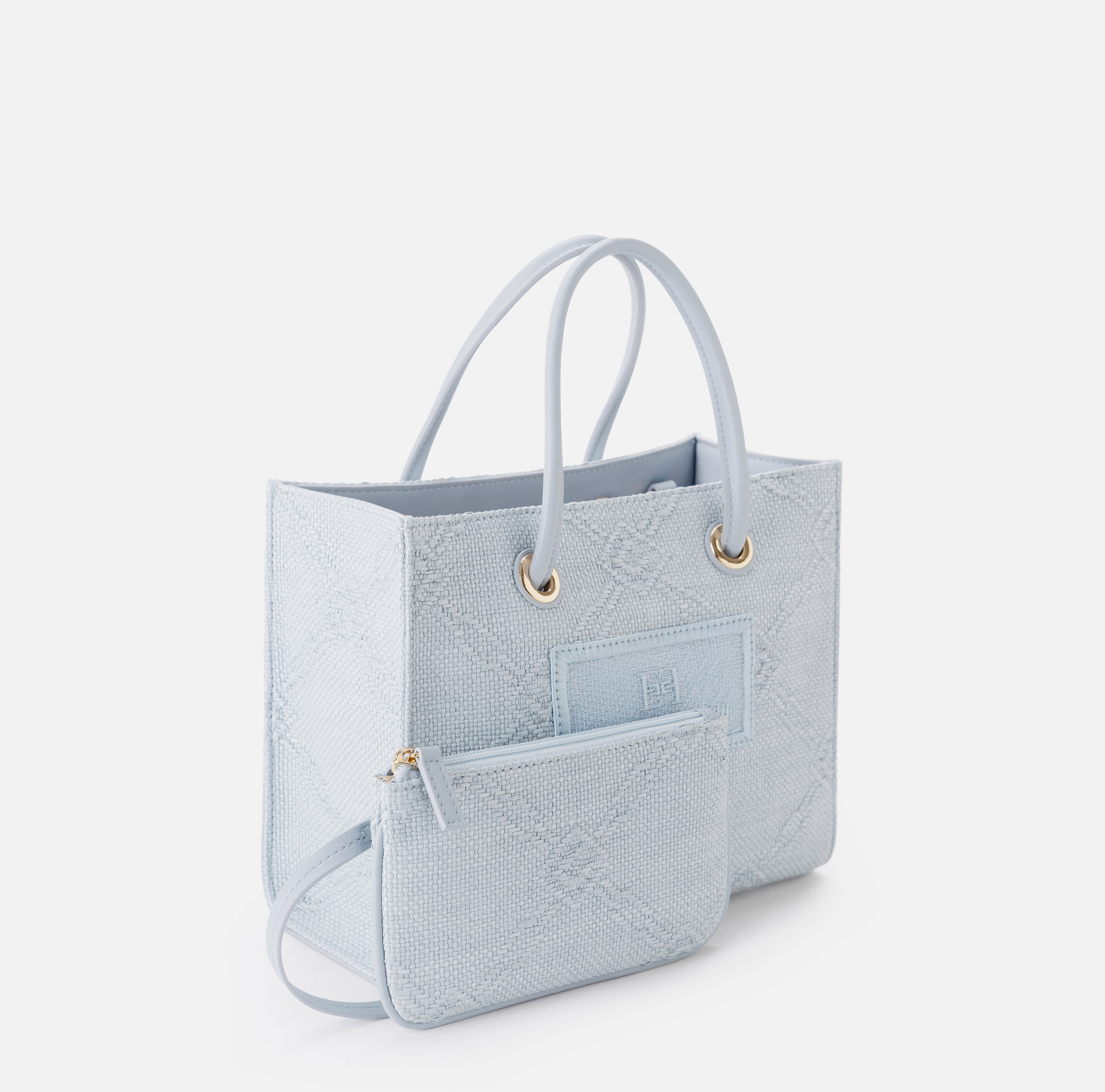 Kleine handtas van raffia jacquardstof - Elisabetta Franchi