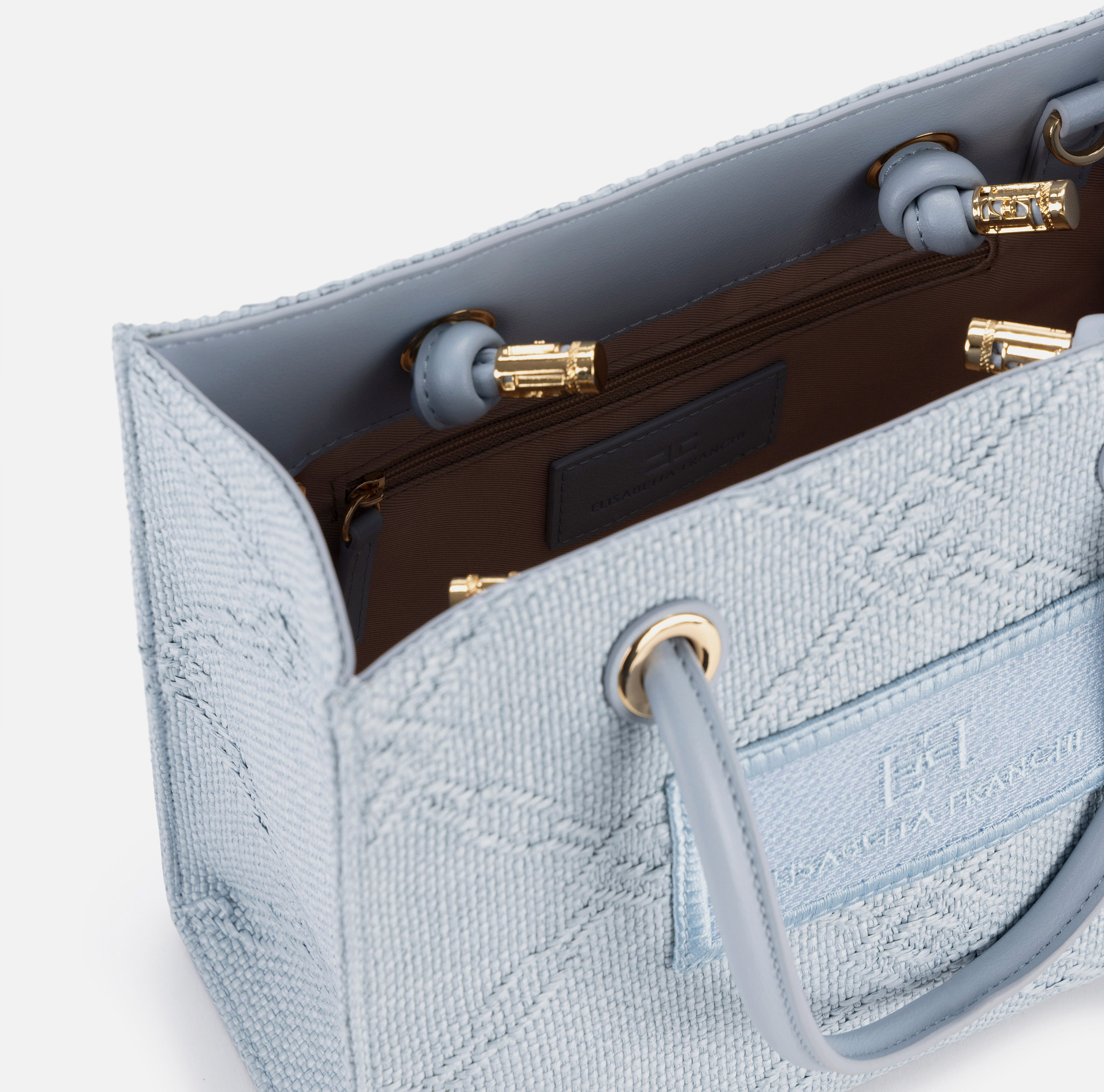 Kleine handtas van raffia jacquardstof - Elisabetta Franchi