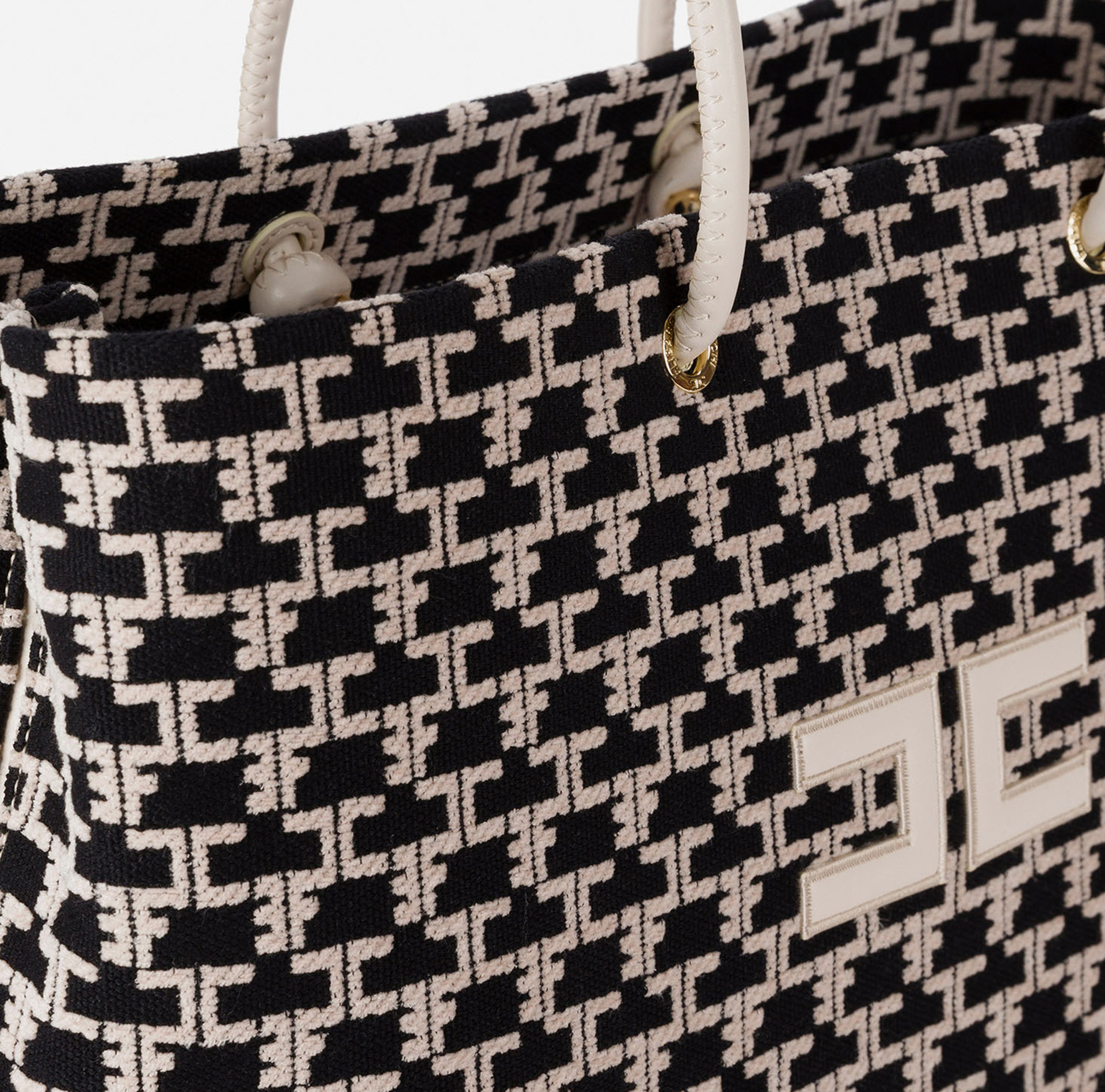 Madame Monogram Shopper Bag With Logo - Elisabetta Franchi