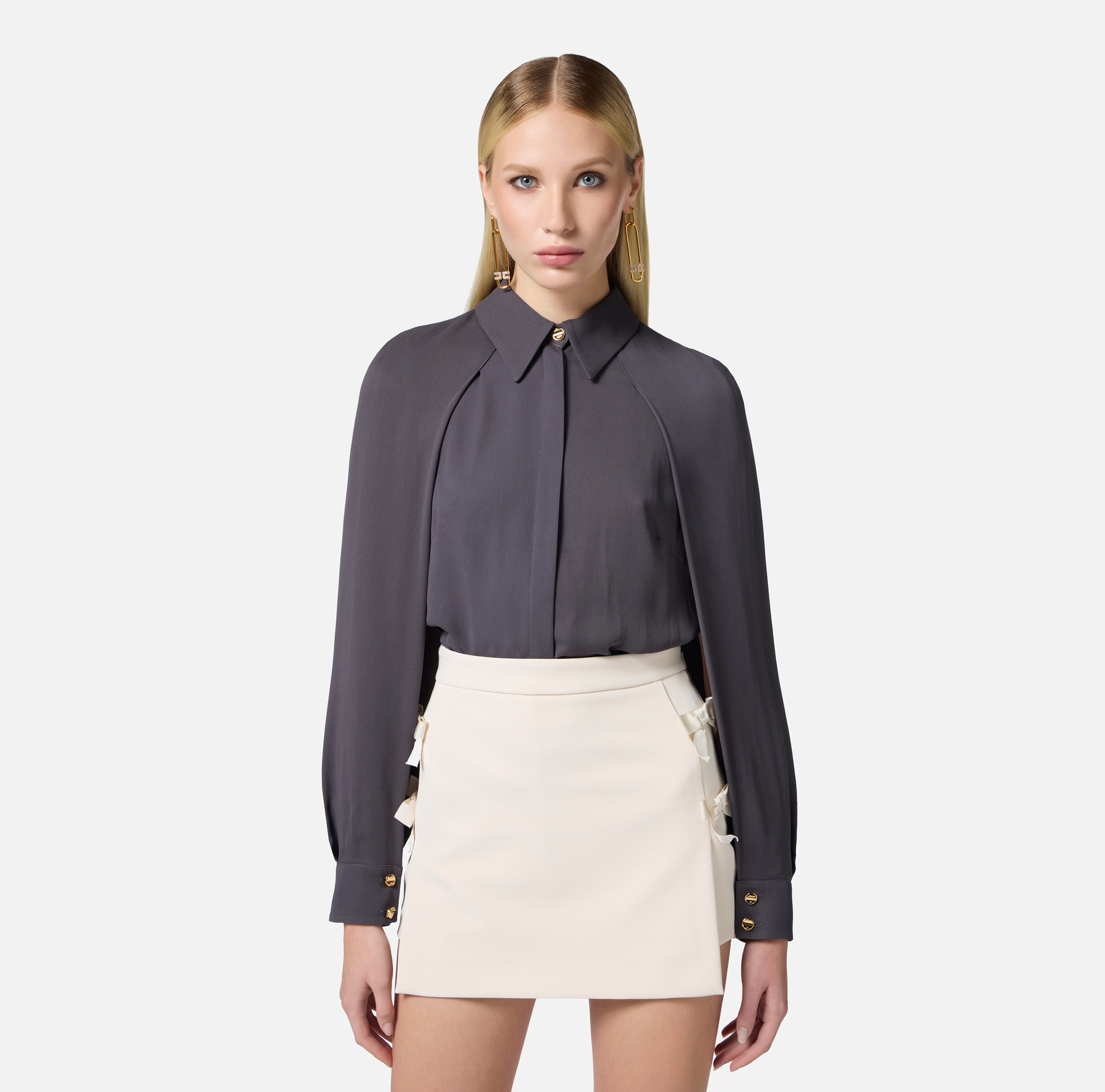 Camicia in georgette con collana e fiocco - Elisabetta Franchi