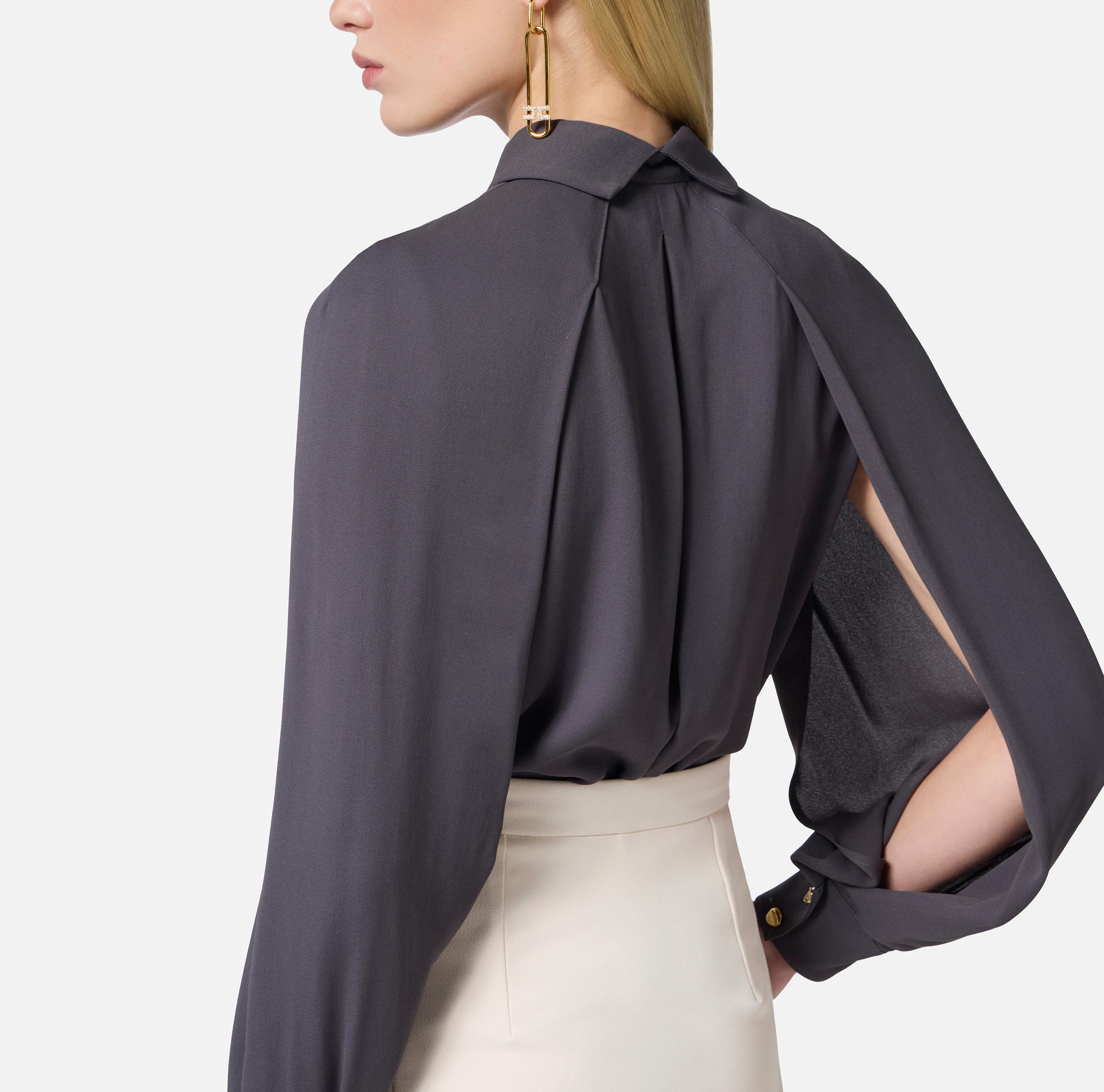 Camicia in georgette con collana e fiocco - Elisabetta Franchi