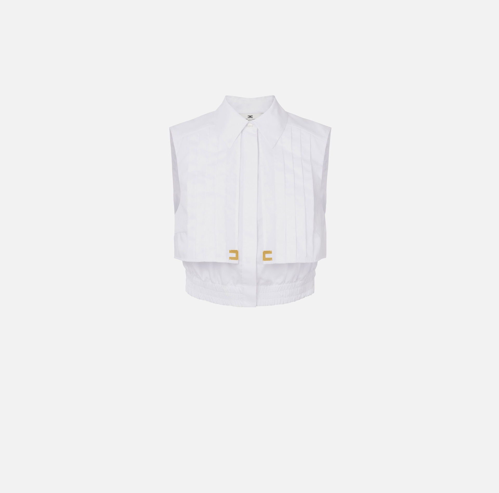 Koszula cropped z popeliny z pelerynką - ABBIGLIAMENTO - Elisabetta Franchi