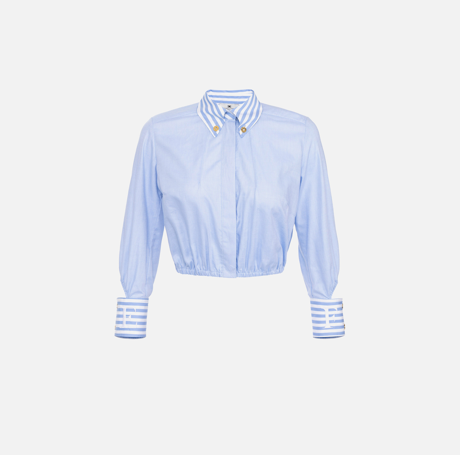 Koszula z popeliny z detalami w paski - ABBIGLIAMENTO - Elisabetta Franchi
