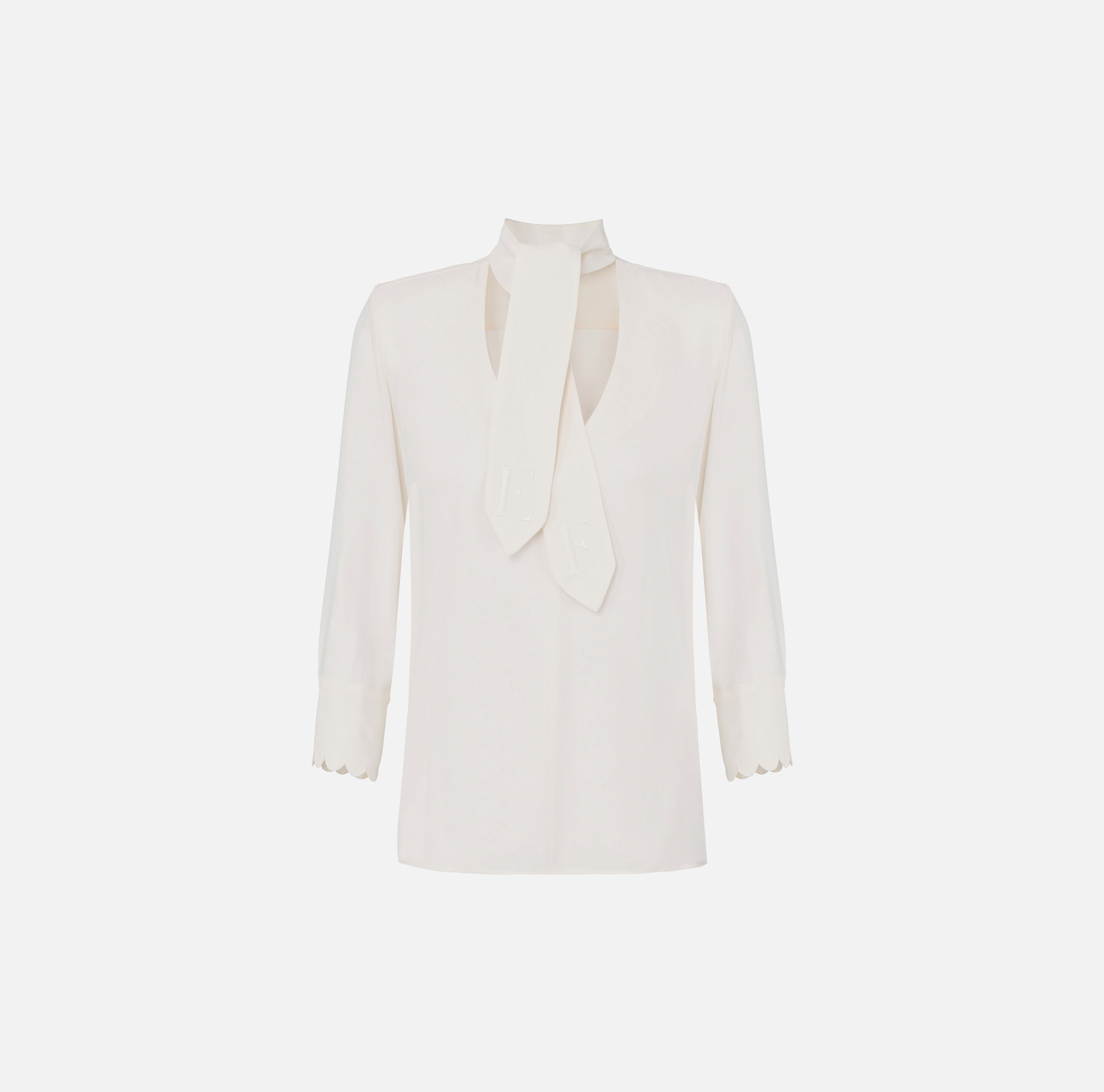 Blouse in georgette fabric with sash belt - Elisabetta Franchi