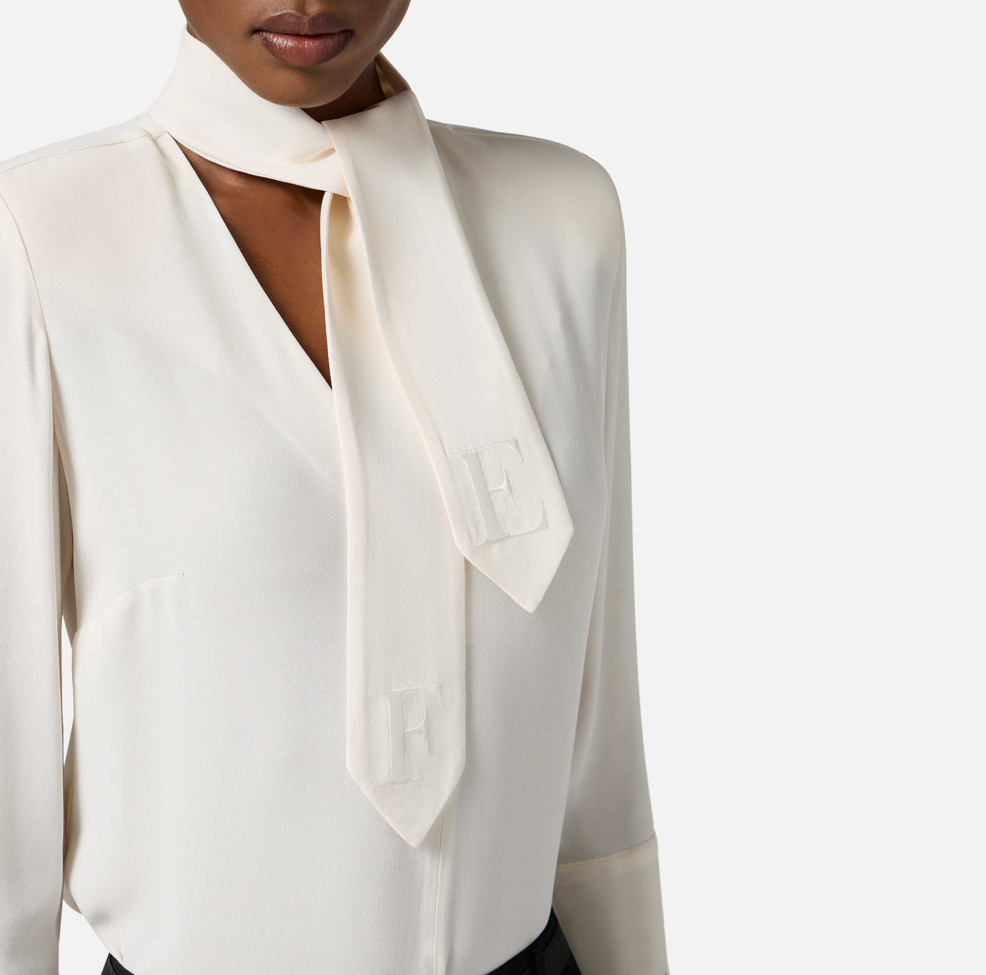 Blouse in georgette fabric with sash belt - Elisabetta Franchi
