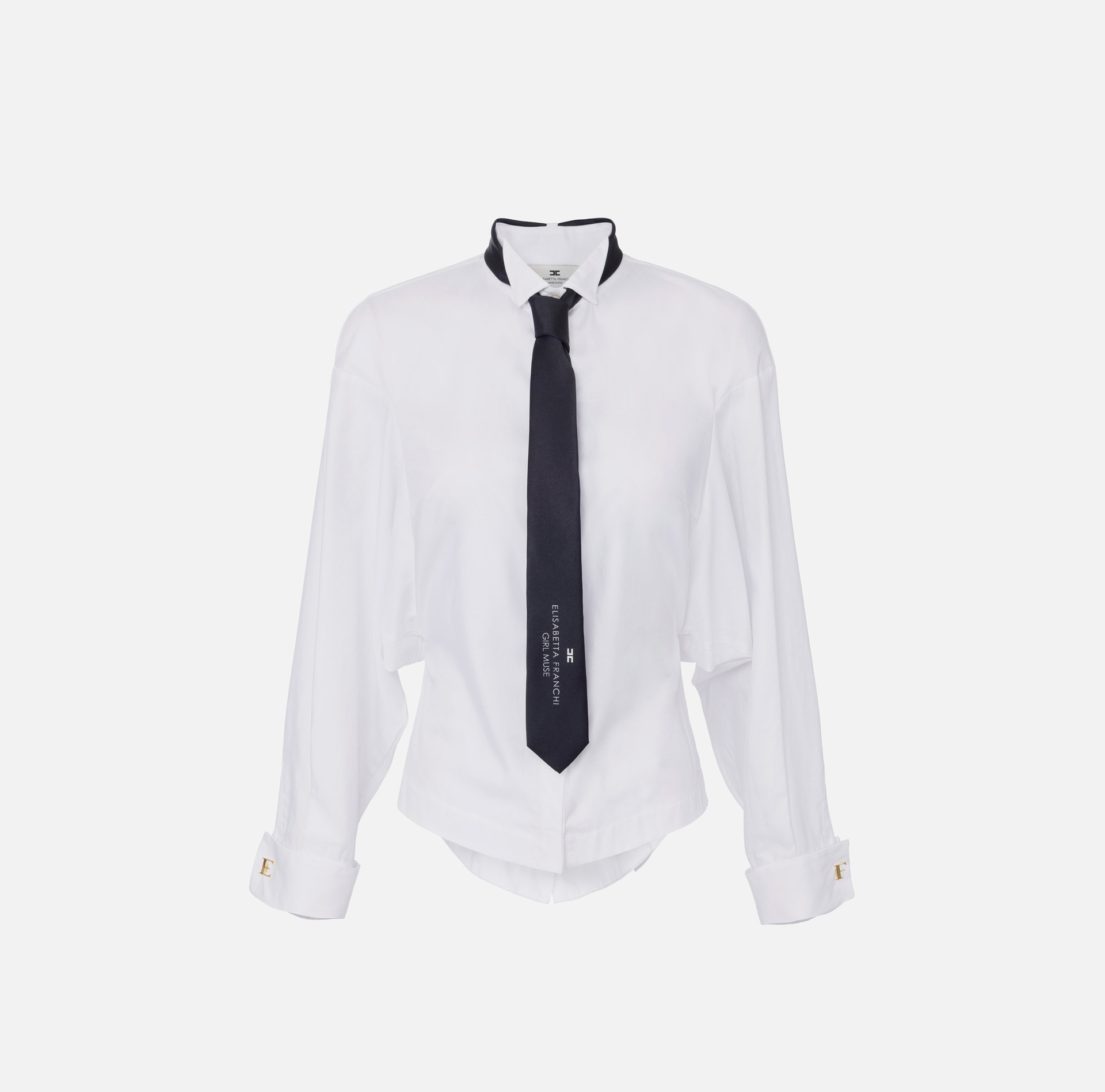 Camicia in popeline di cotone con cravatta - Elisabetta Franchi