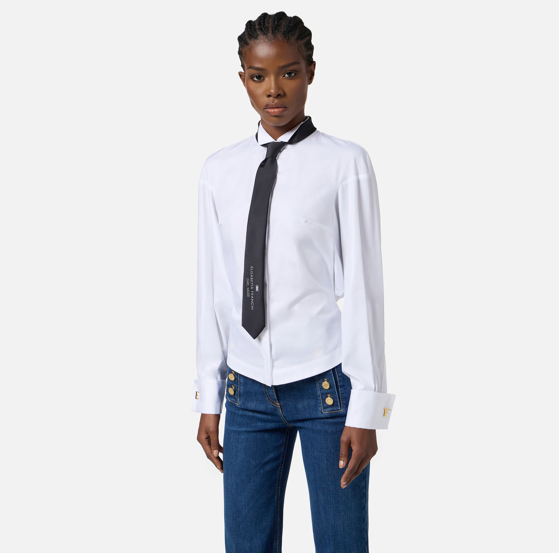Camicia in popeline di cotone con cravatta - Elisabetta Franchi