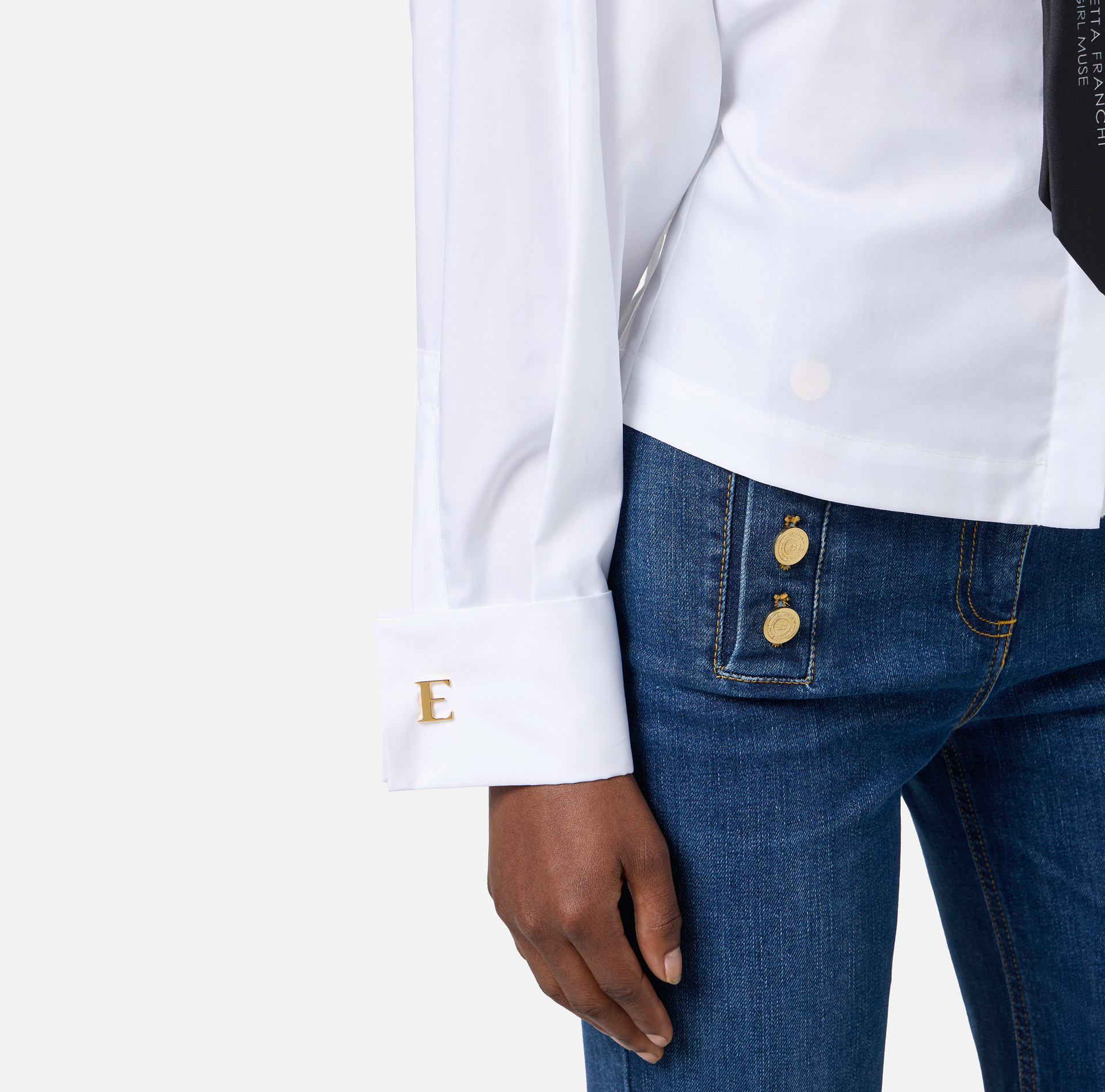 Camicia in popeline di cotone con cravatta - Elisabetta Franchi