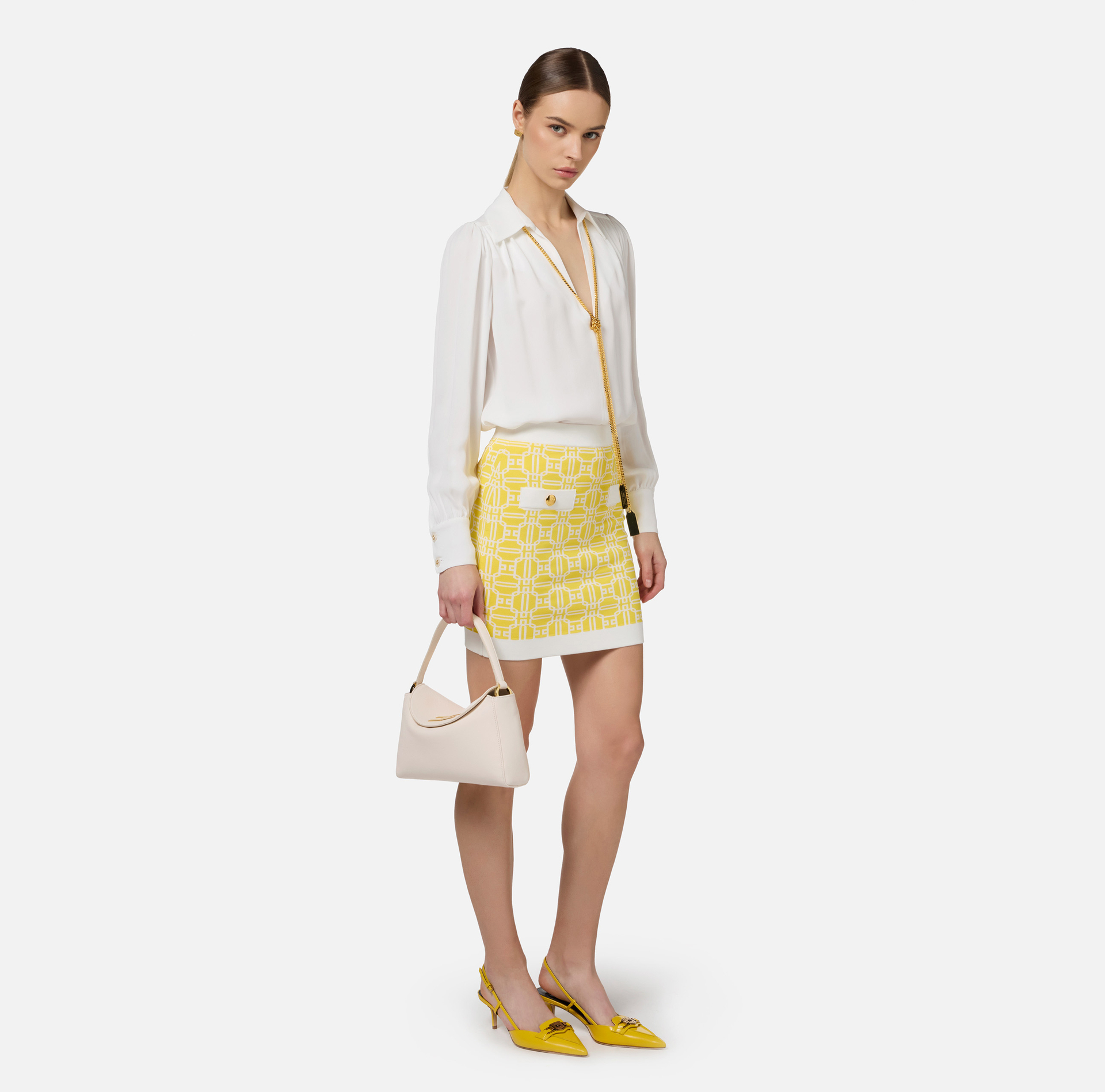 Blusa in georgette con charms collana - Elisabetta Franchi