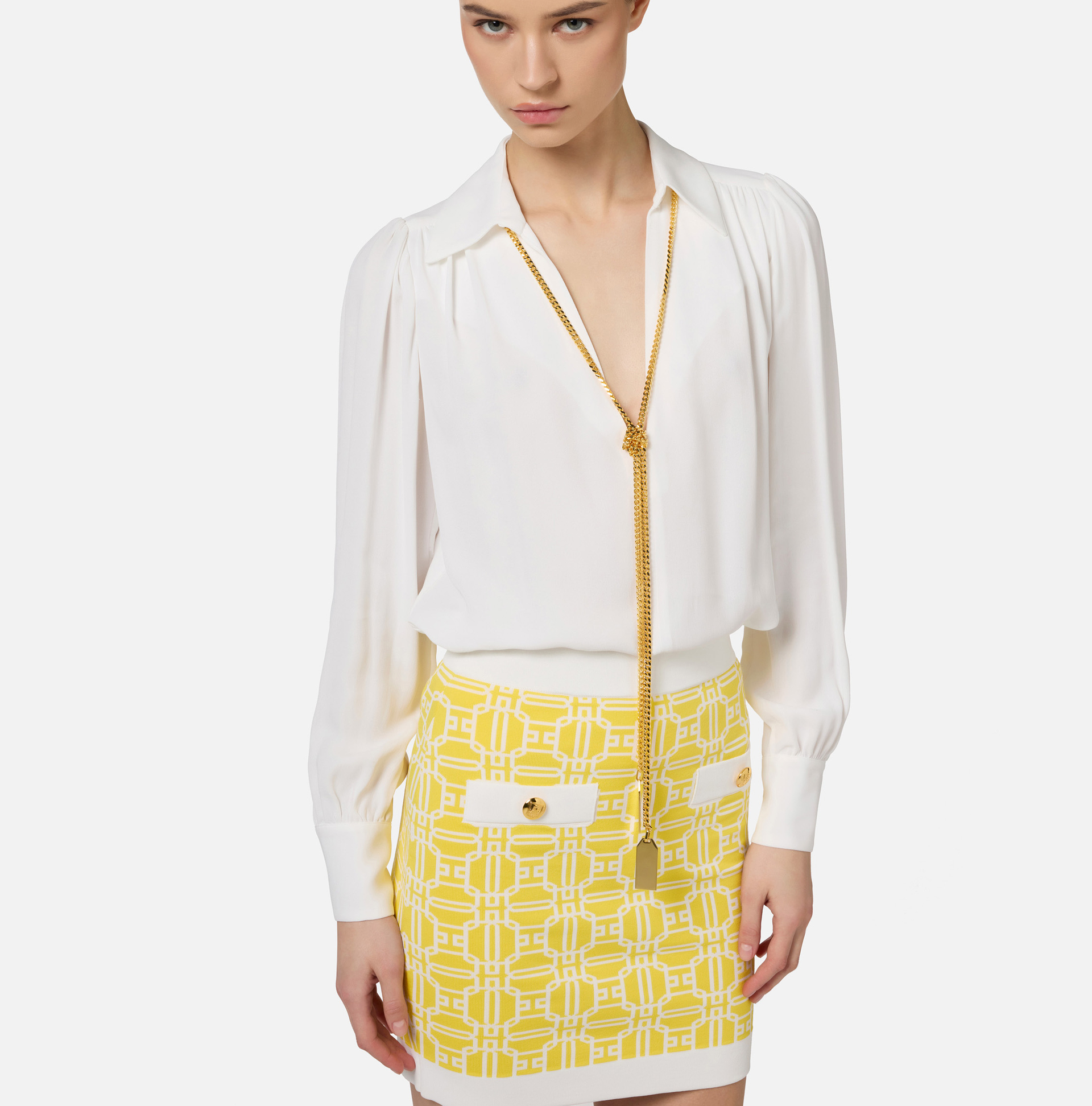 Blusa in georgette con charms collana - Elisabetta Franchi