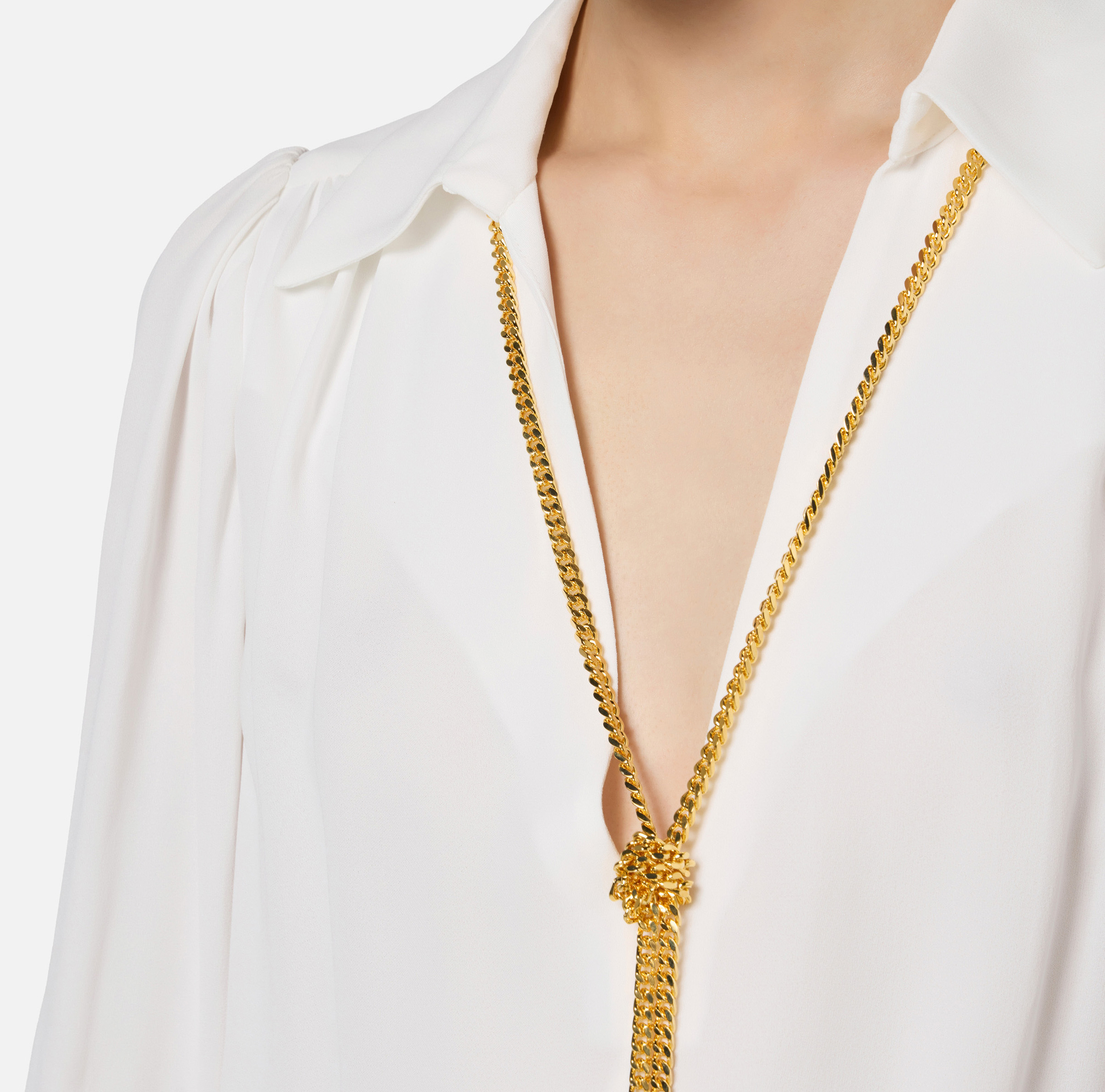 Blusa in georgette con charms collana - Elisabetta Franchi