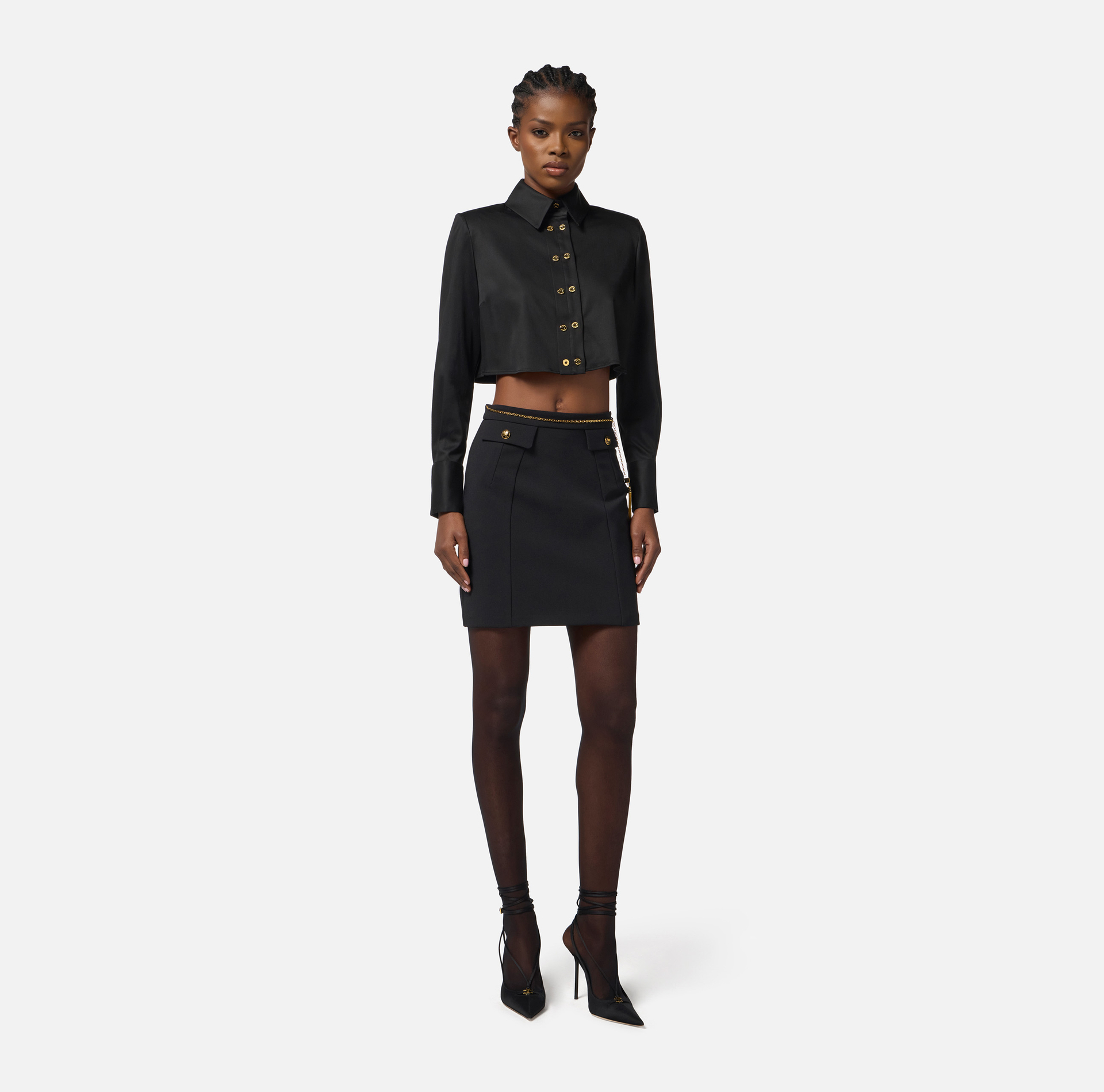 Camicia cropped in raso di cotone - Elisabetta Franchi