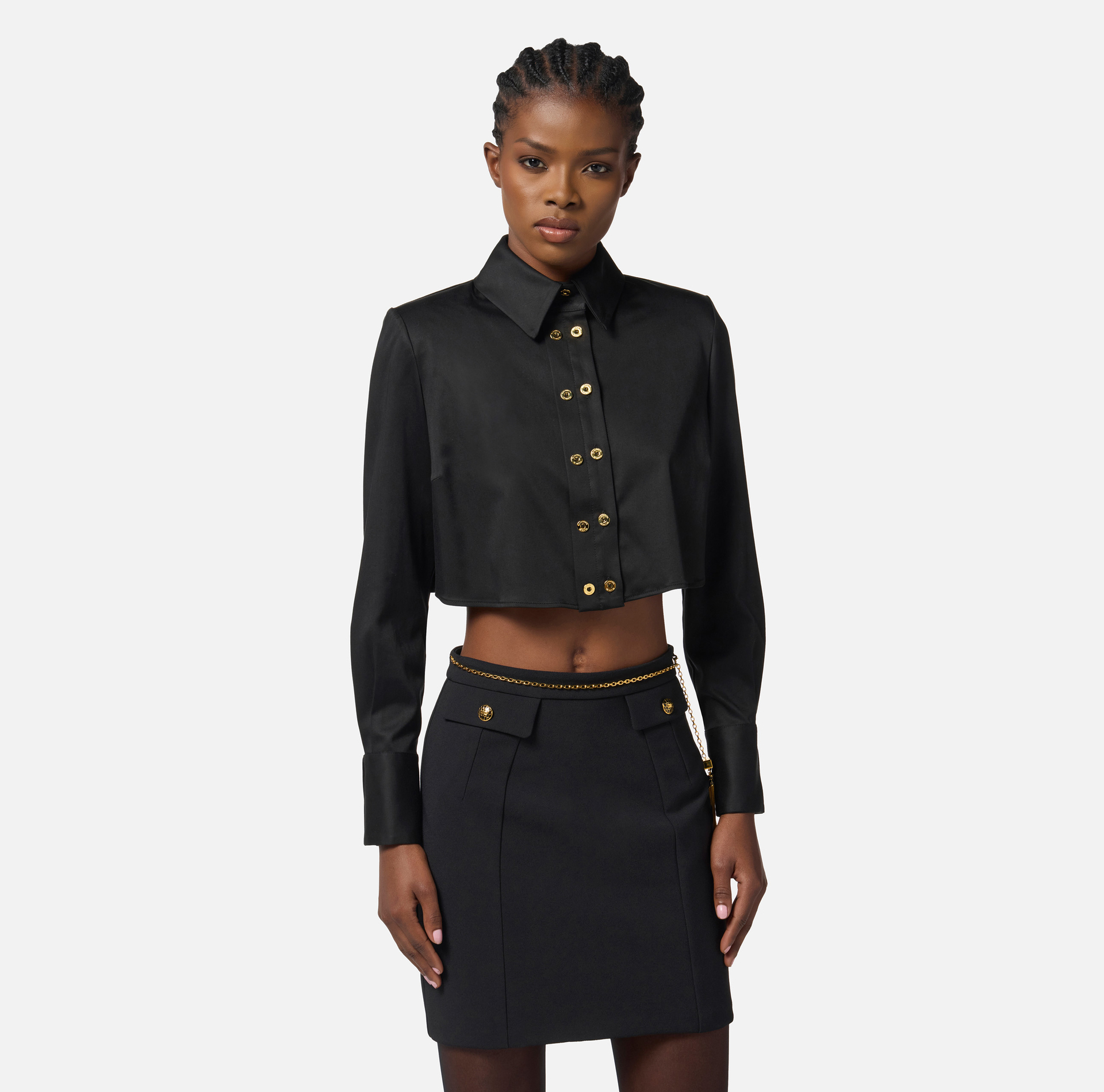 Camicia cropped in raso di cotone - Elisabetta Franchi