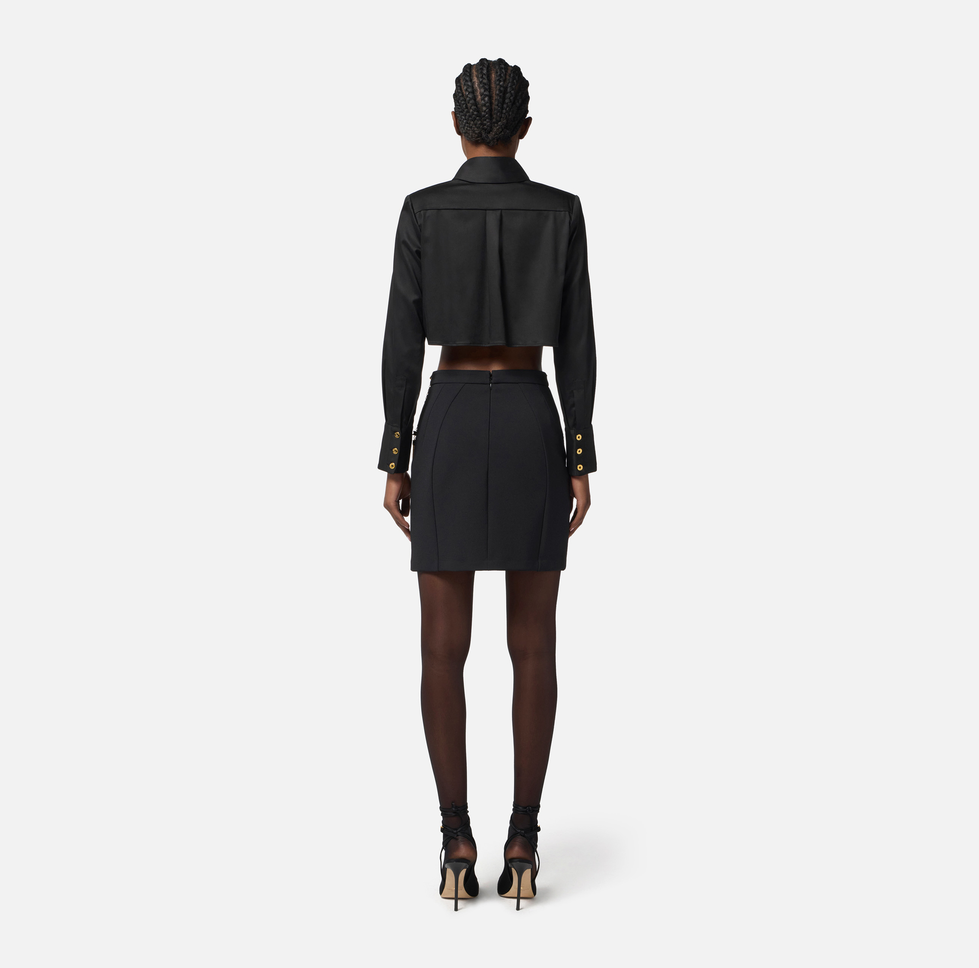 Camicia cropped in raso di cotone - Elisabetta Franchi