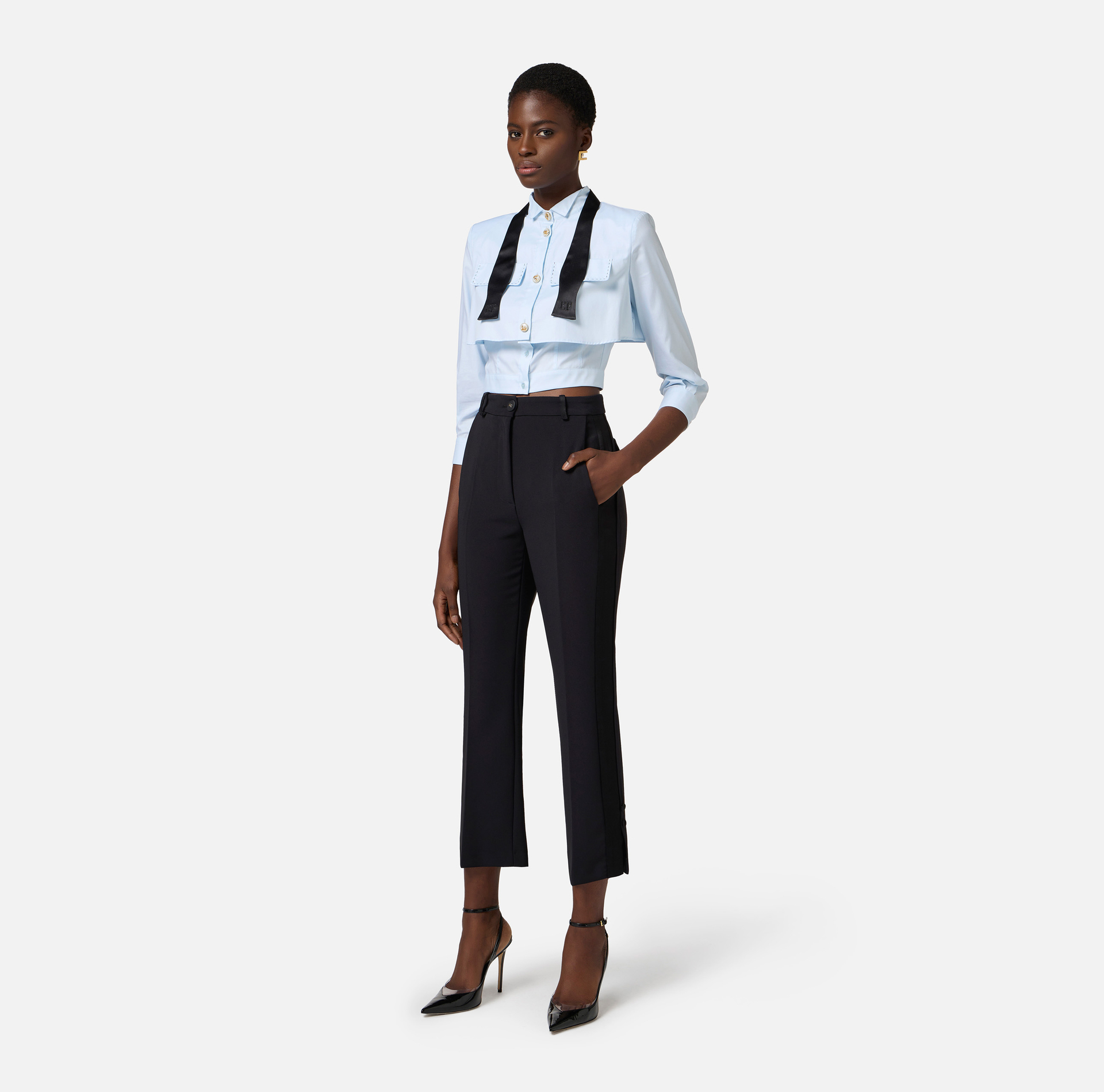 Poplin shirt with bow tie - Elisabetta Franchi