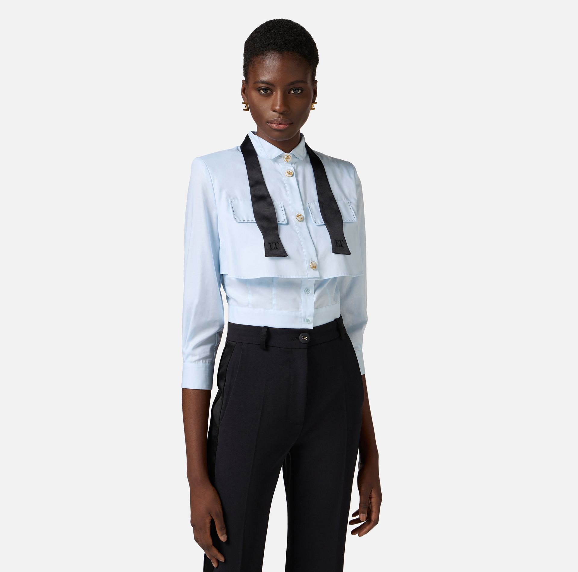 Poplin shirt with bow tie - Elisabetta Franchi