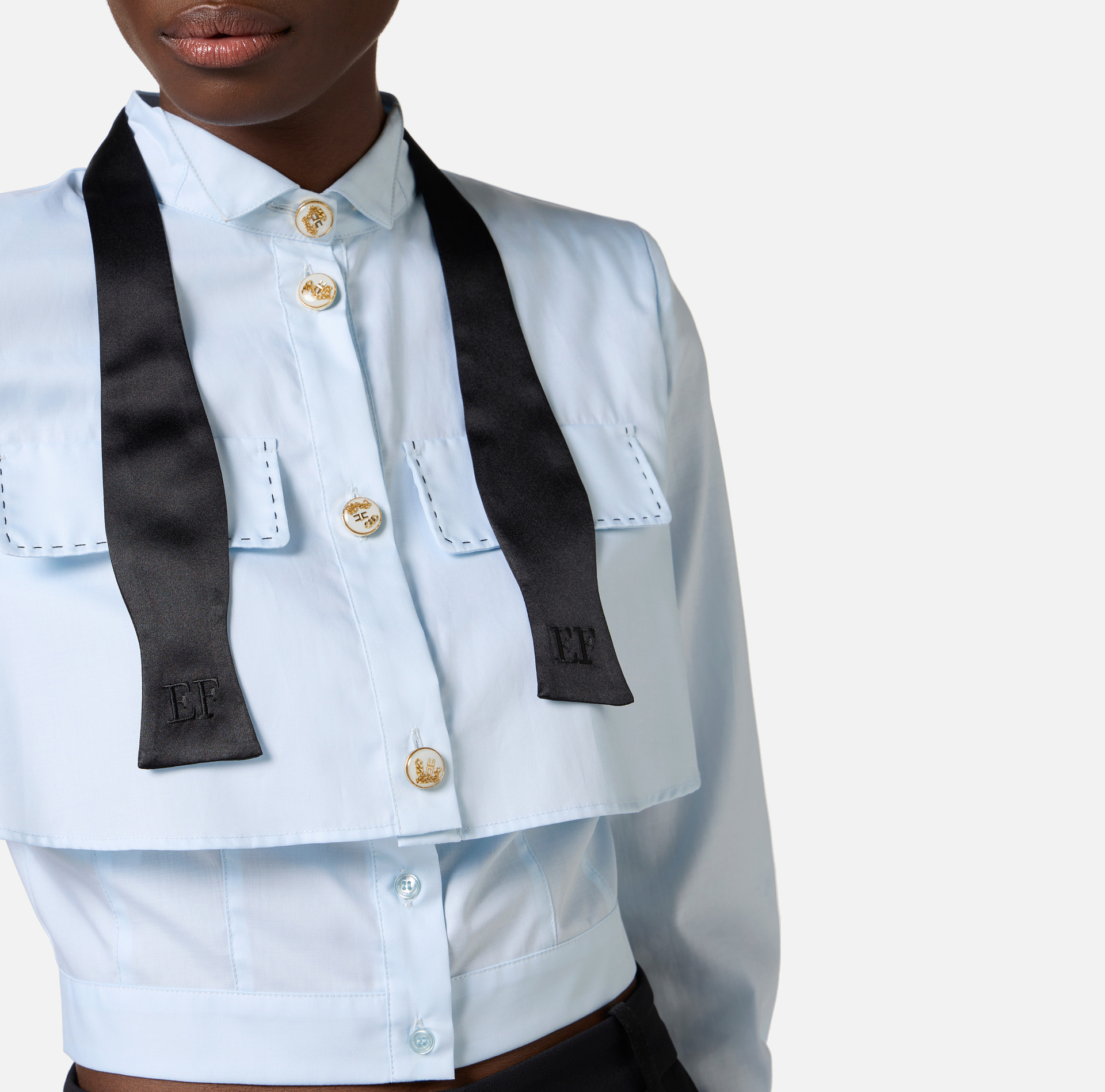 Poplin shirt with bow tie - Elisabetta Franchi