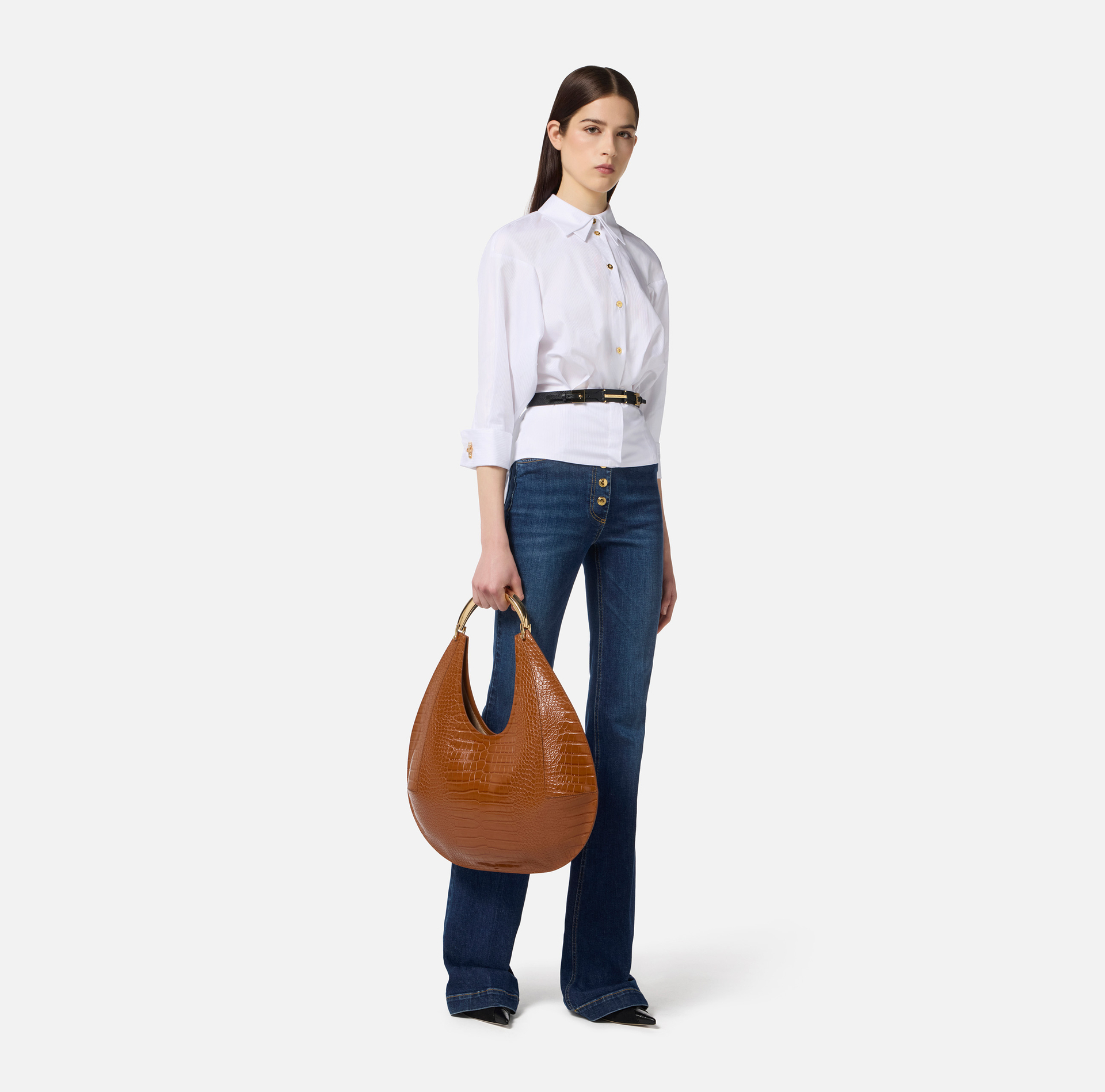 Camisa de popelina de algodón jacquard - Elisabetta Franchi