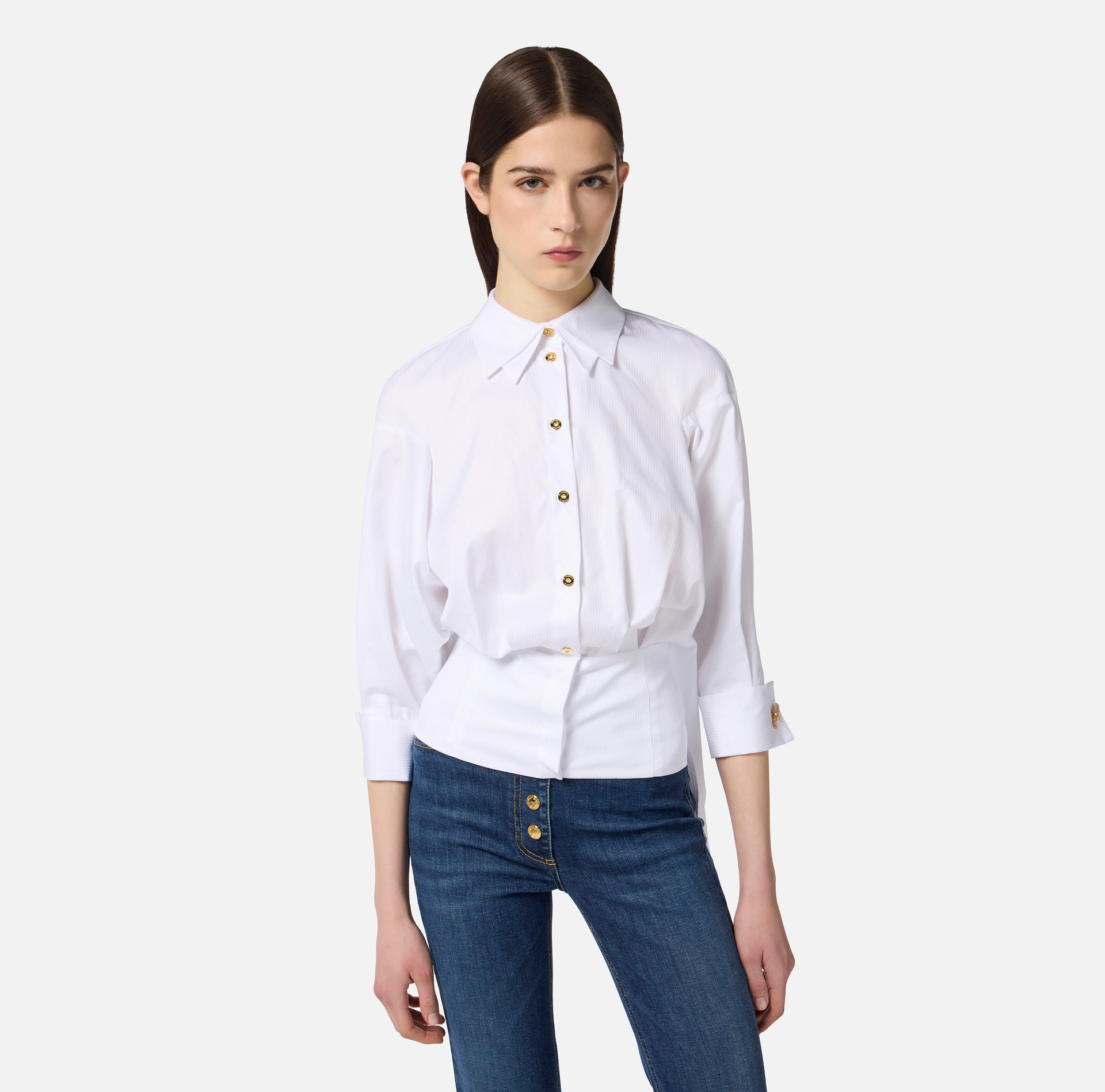 Camisa de popelina de algodón jacquard - Elisabetta Franchi