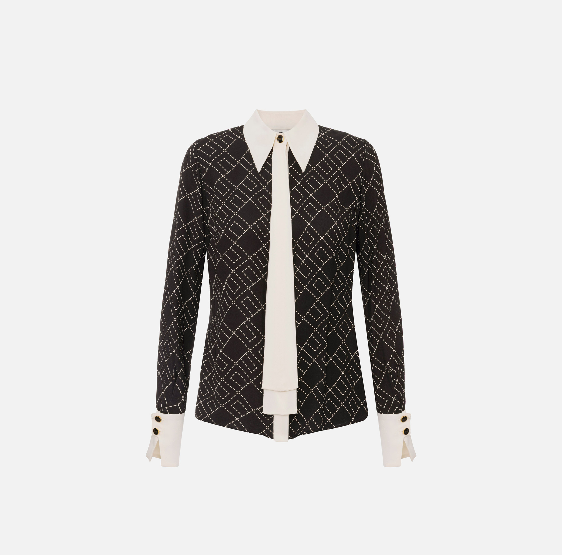 Camisa de georgette con estampado bicolor - Elisabetta Franchi