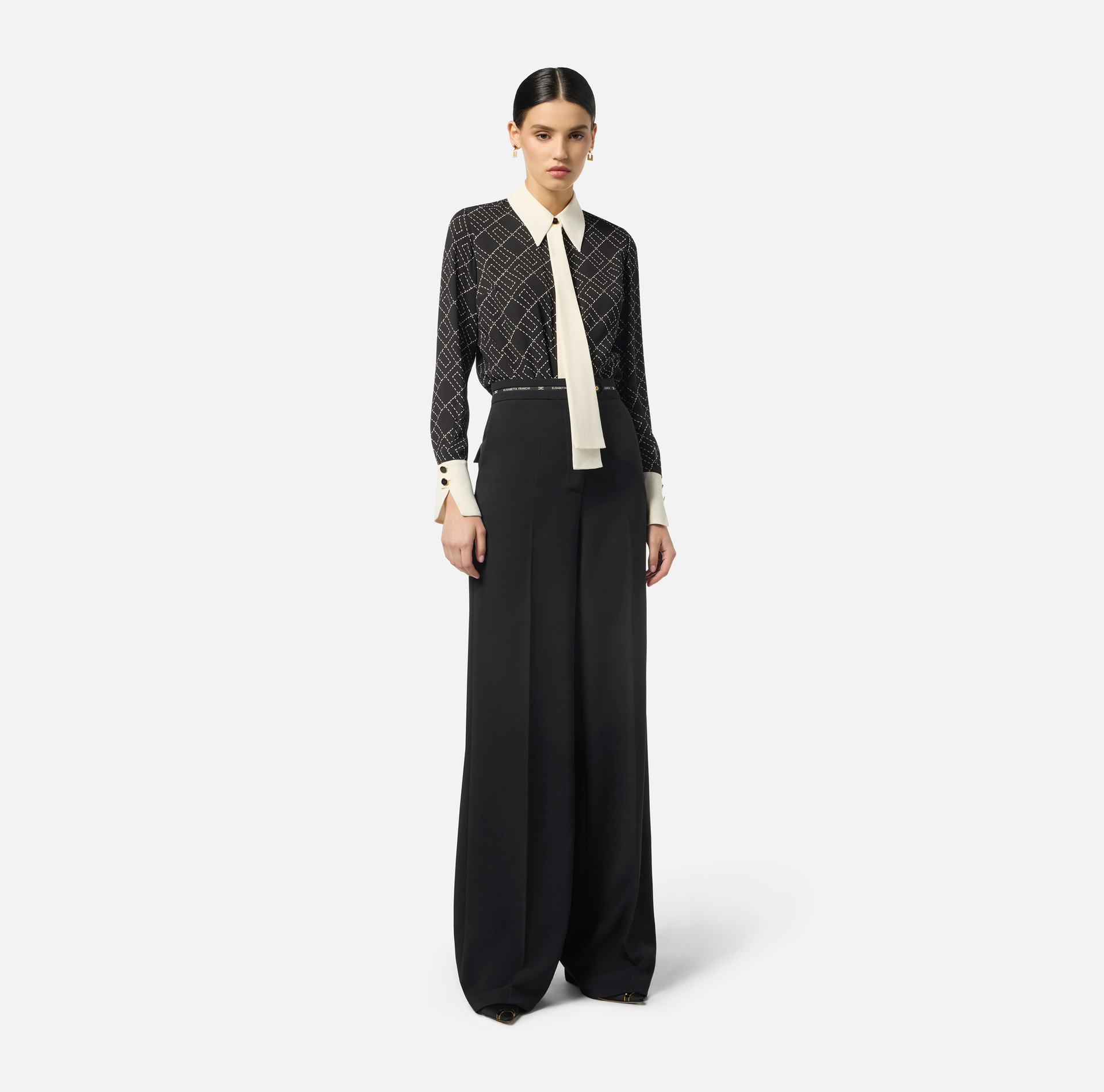 Camisa de georgette con estampado bicolor - Elisabetta Franchi
