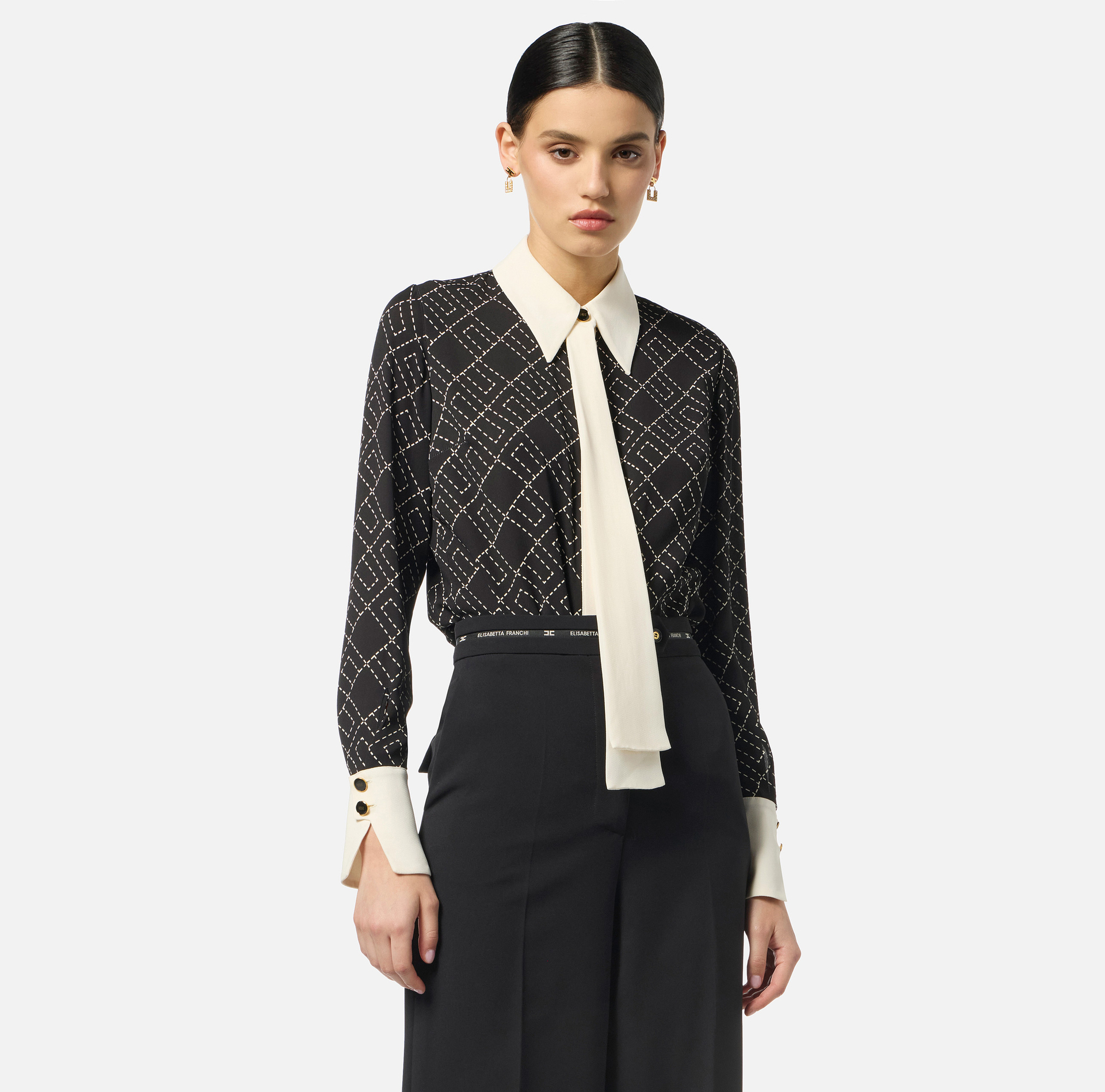 Camisa de georgette con estampado bicolor - Elisabetta Franchi