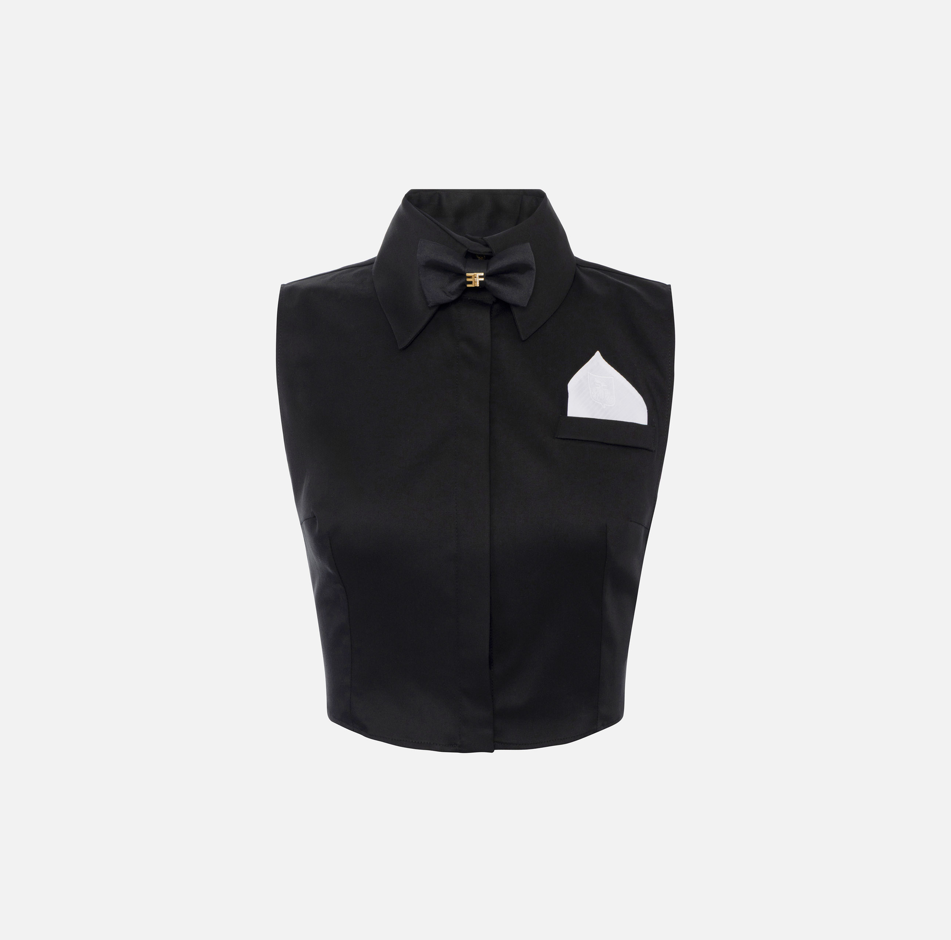 Camicia cropped in raso di cotone con papillon - Elisabetta Franchi