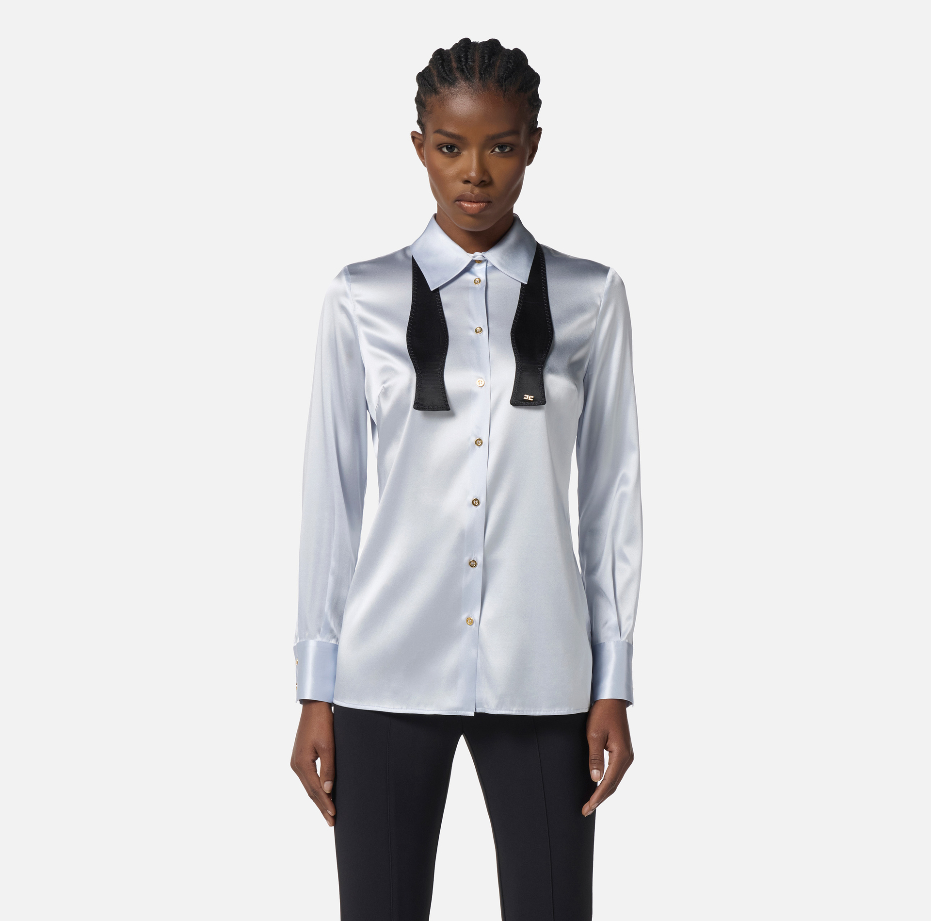 Camisa de raso de seda con pajarita - Elisabetta Franchi