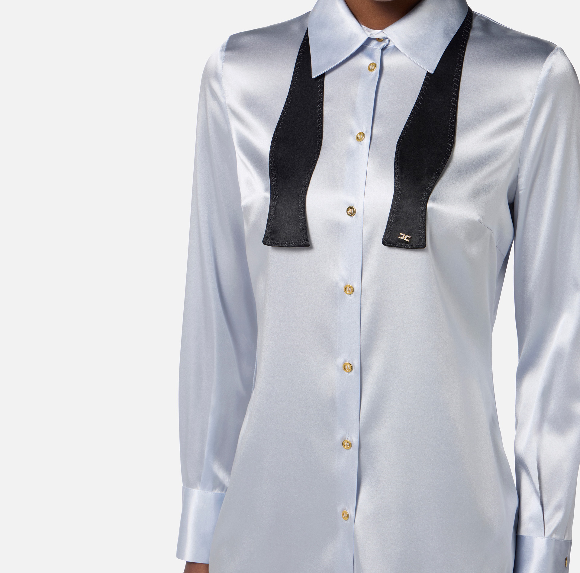 Camisa de raso de seda con pajarita - Elisabetta Franchi