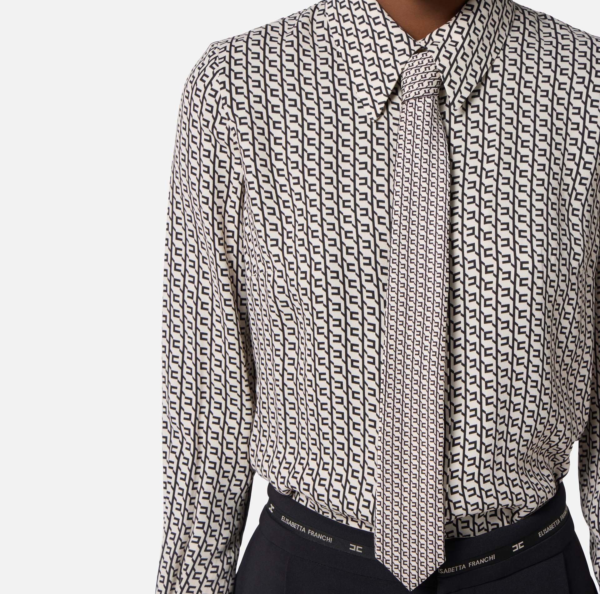 Shirt in printed georgette fabric with tie - Elisabetta Franchi