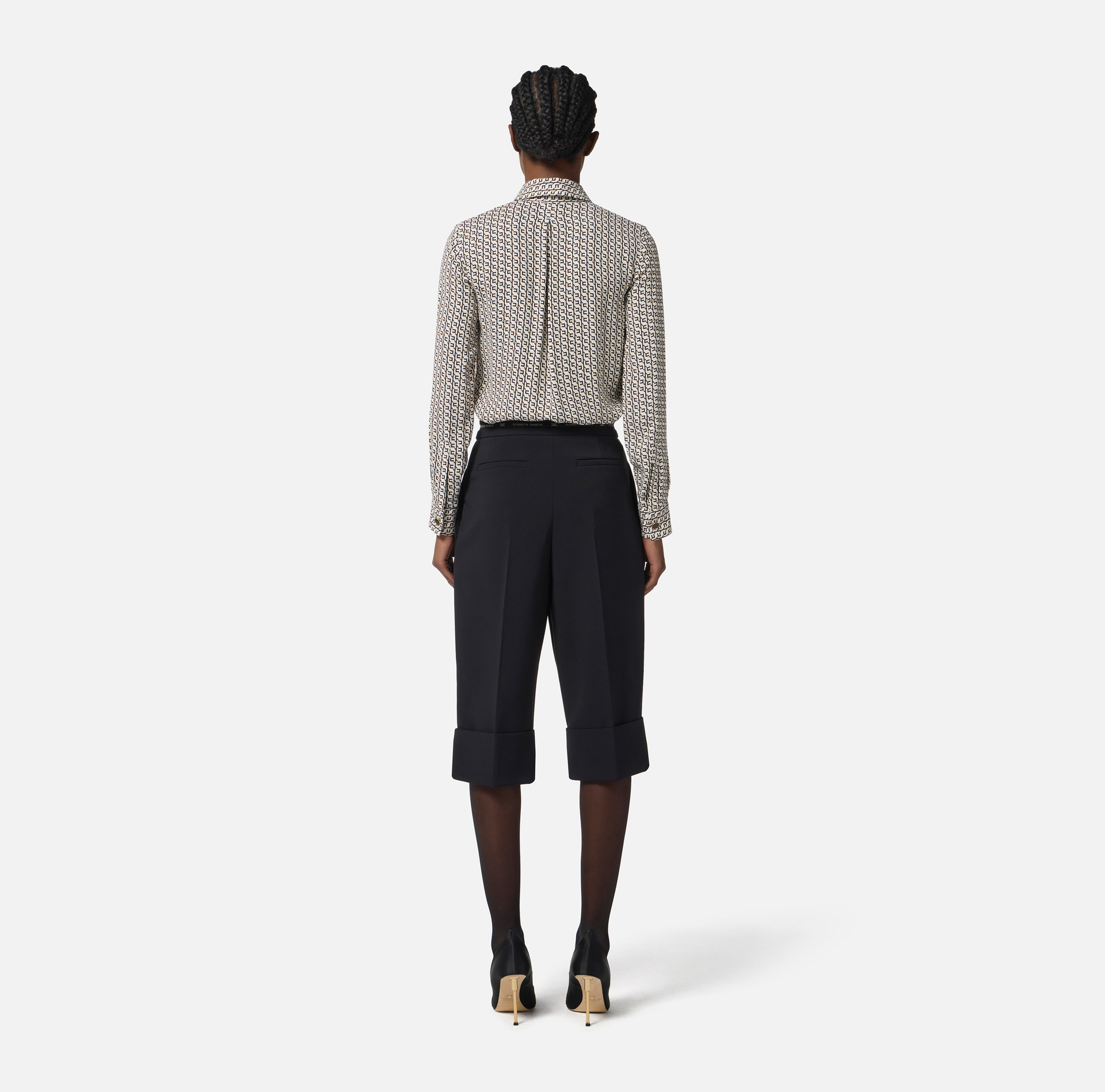 Shirt in printed georgette fabric with tie - Elisabetta Franchi
