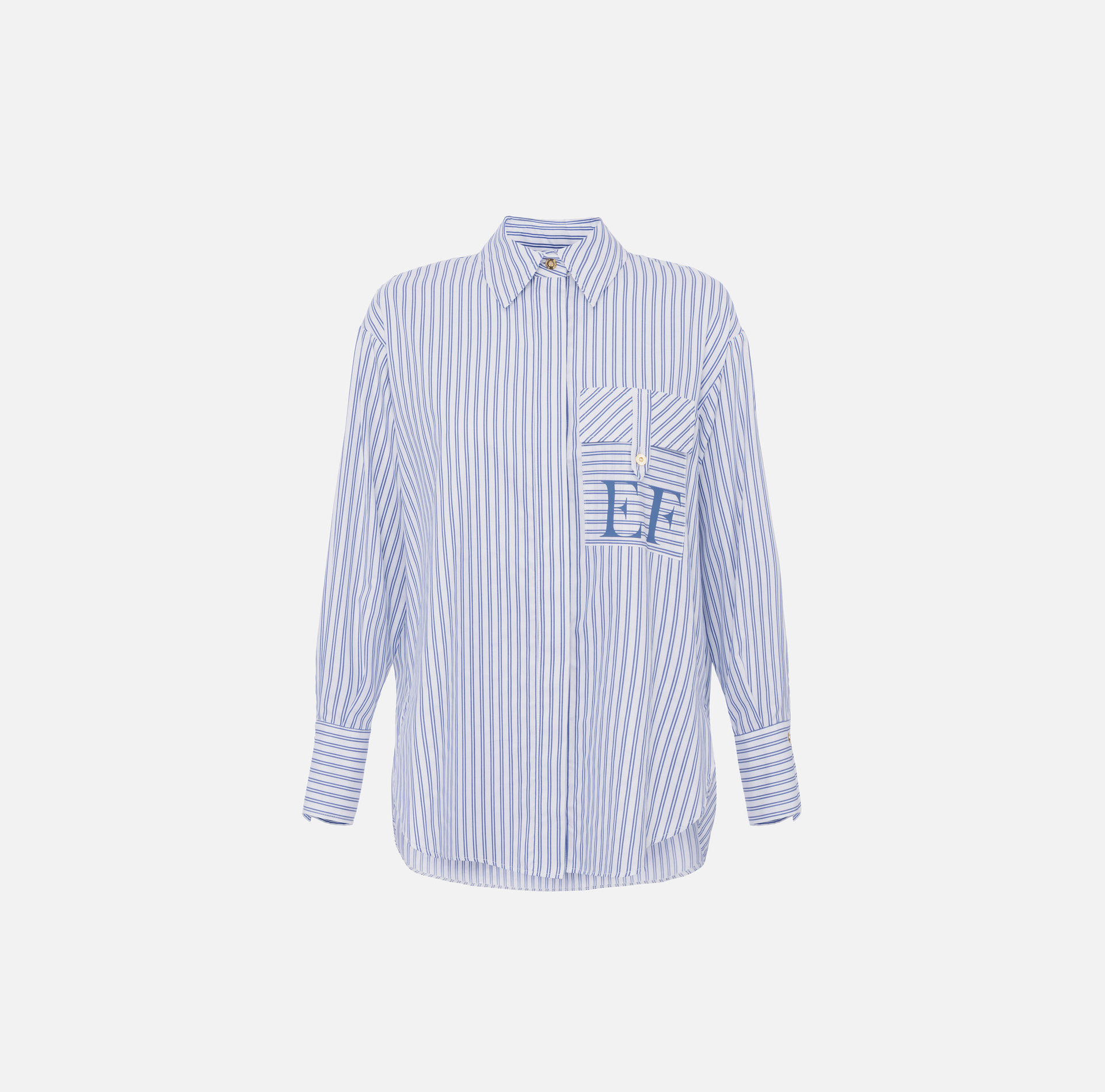 Hemdbluse aus Baumwoll-Popeline im Streifen-Design - Elisabetta Franchi