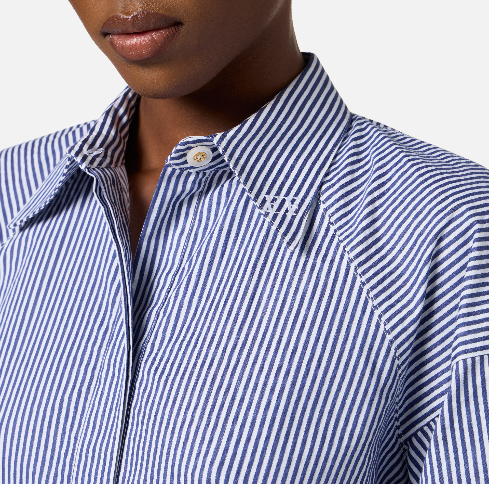Striped poplin shirt with logo - Elisabetta Franchi