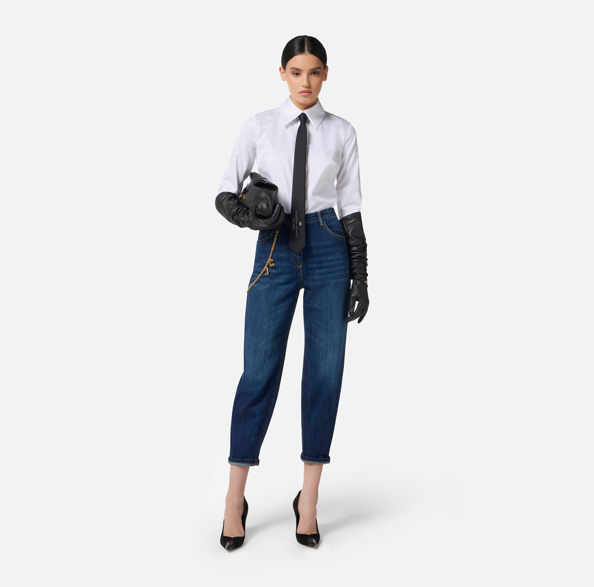 Camisa de popelina de algodón con logotipo - Elisabetta Franchi