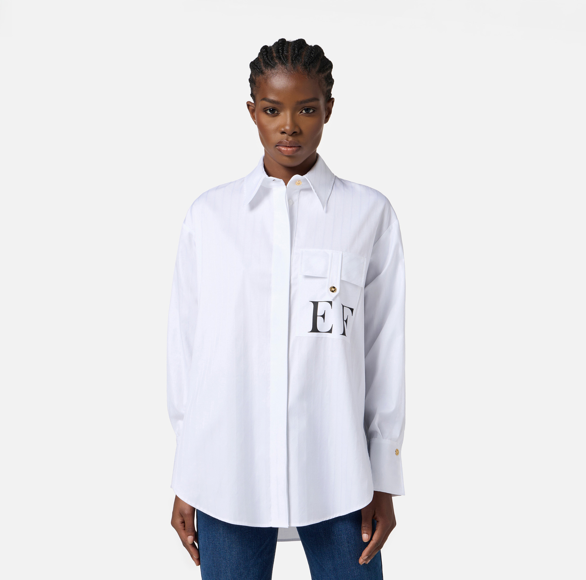 Chemise en popeline de coton à rayures - Elisabetta Franchi