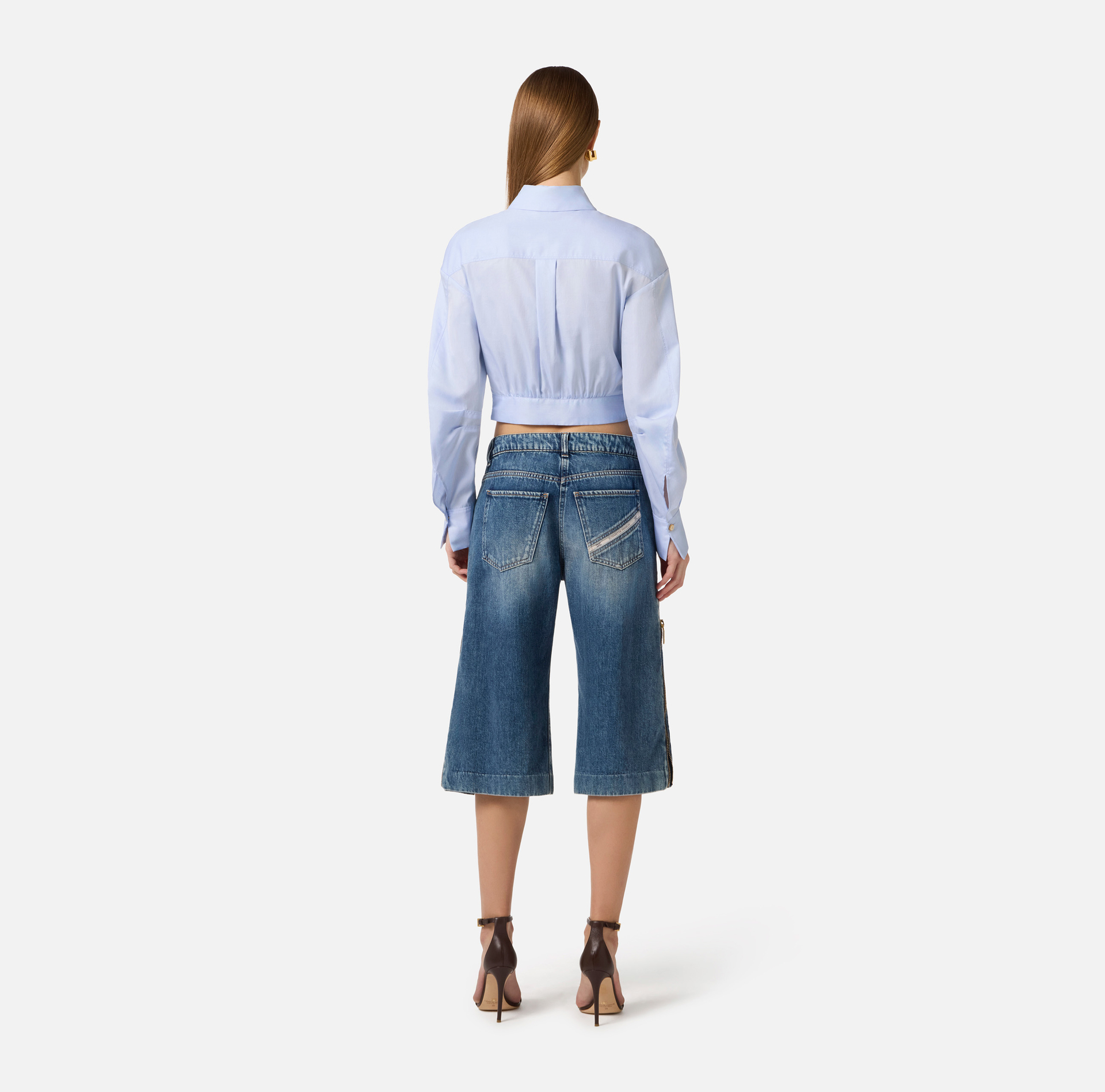 Cotton poplin shirt with waistband - Elisabetta Franchi