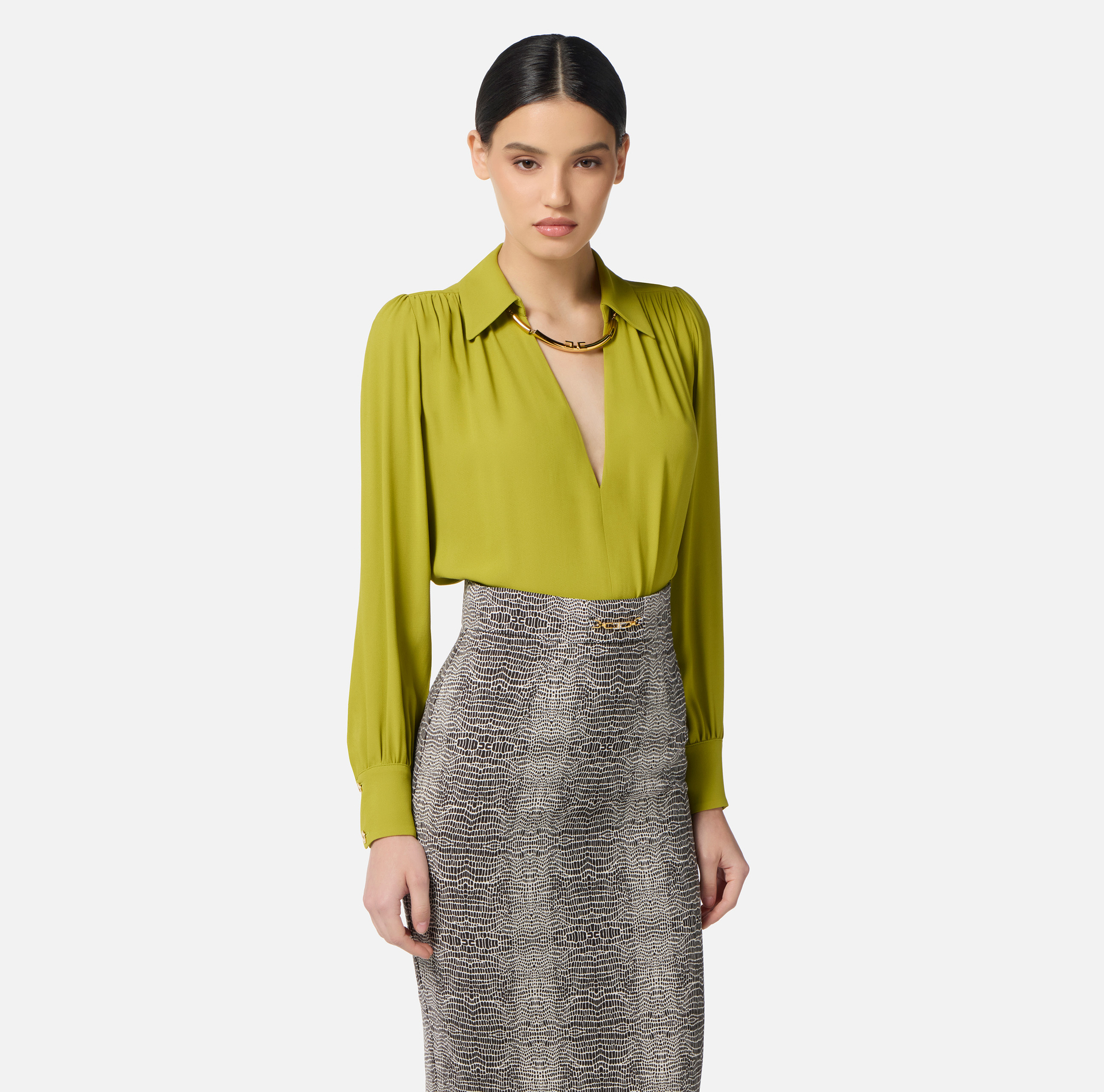 Chemise en georgette avec détail bijou - Elisabetta Franchi