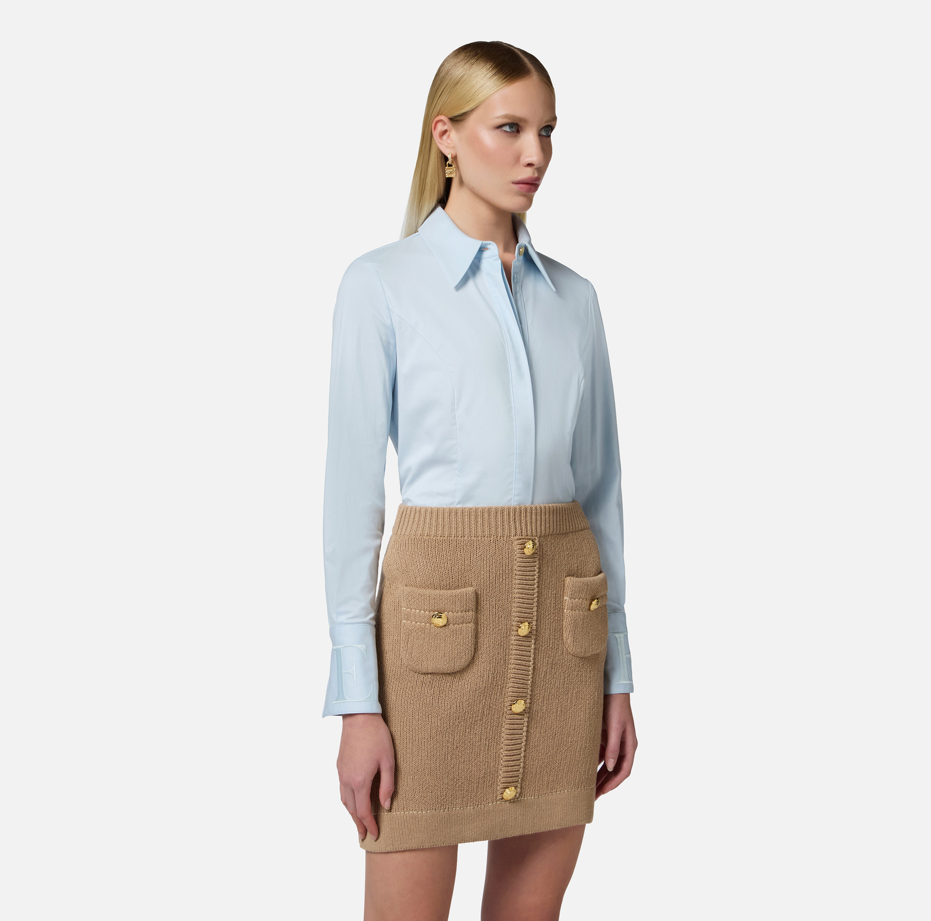 Camicia in misto cotone con polsi logati - Elisabetta Franchi